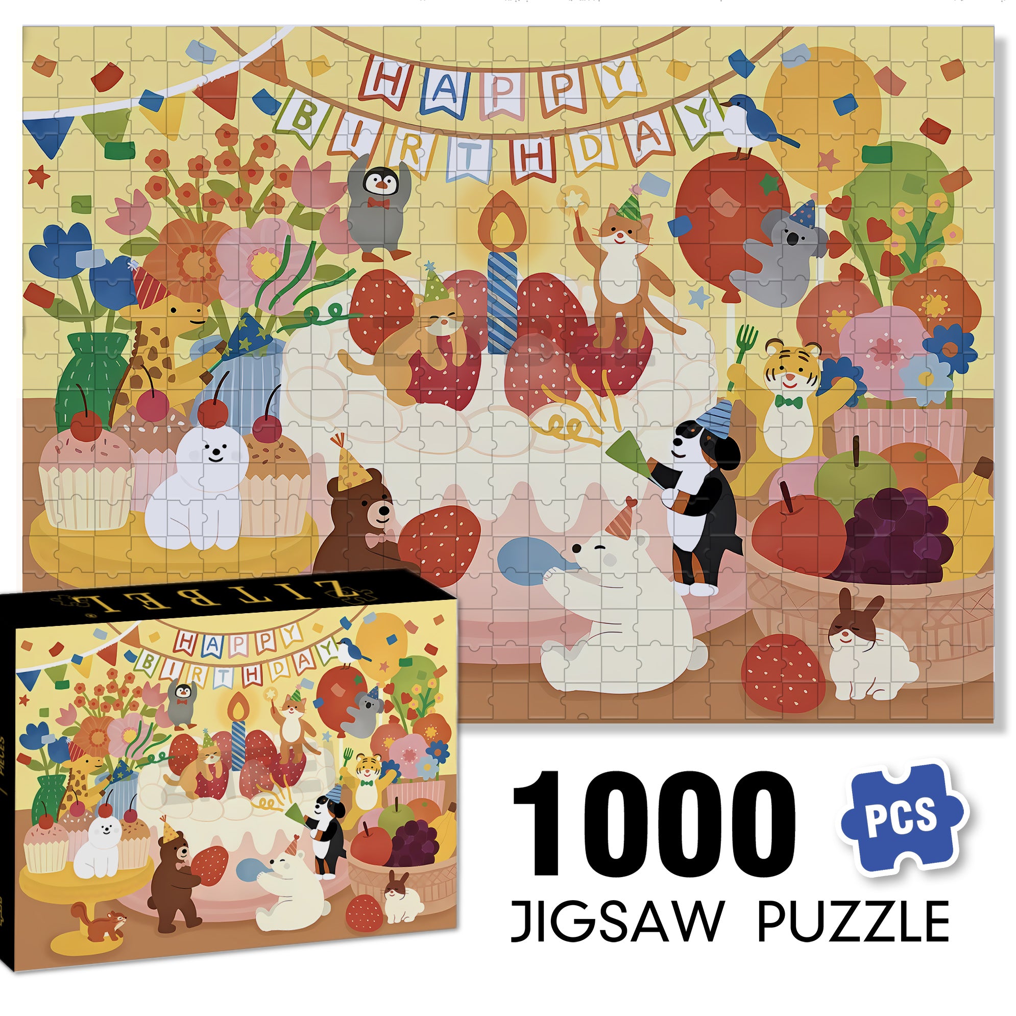Animals Event At Night 500pcs/1000pcs Jigsaw Puzzle, Scratch-Resistant, Interactive Family Game & Brain-Boosting DIY Decor, Perfect for Halloween, Christmas & New Year Gifts, Family Puzzle Game