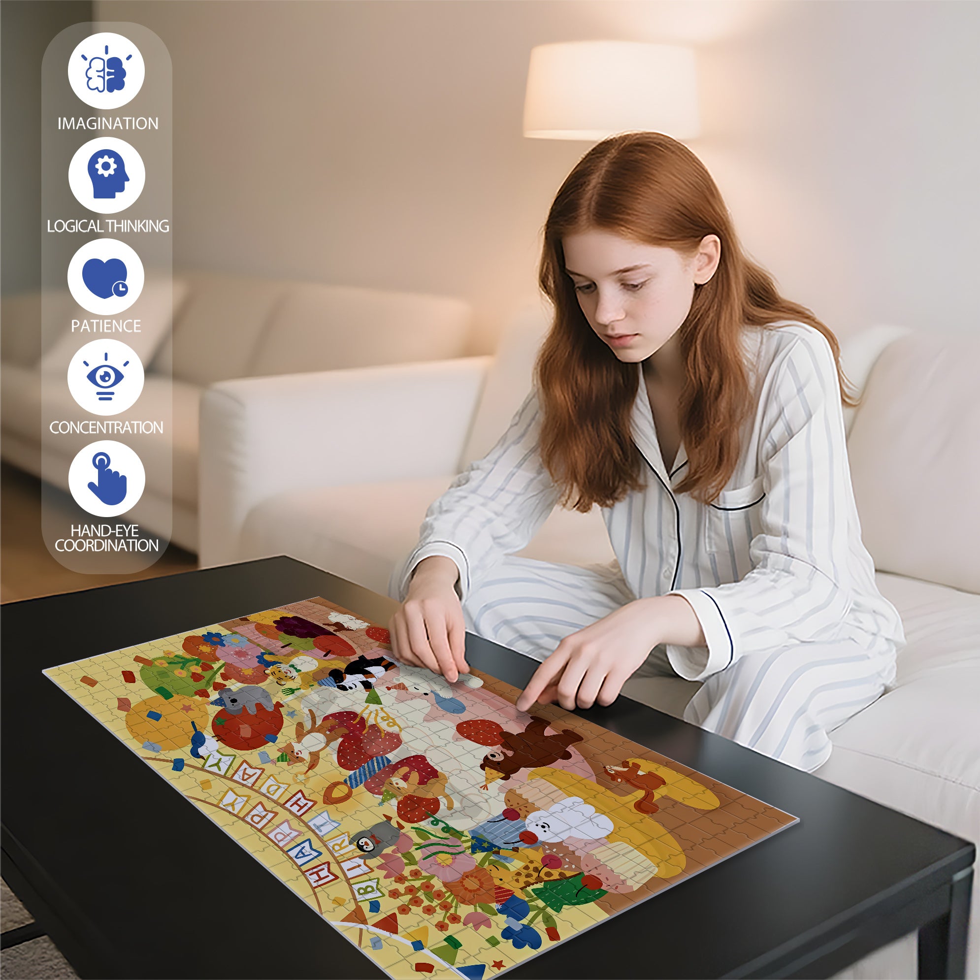 Animals Event At Night 500pcs/1000pcs Jigsaw Puzzle, Scratch-Resistant, Interactive Family Game & Brain-Boosting DIY Decor, Perfect for Halloween, Christmas & New Year Gifts, Family Puzzle Game