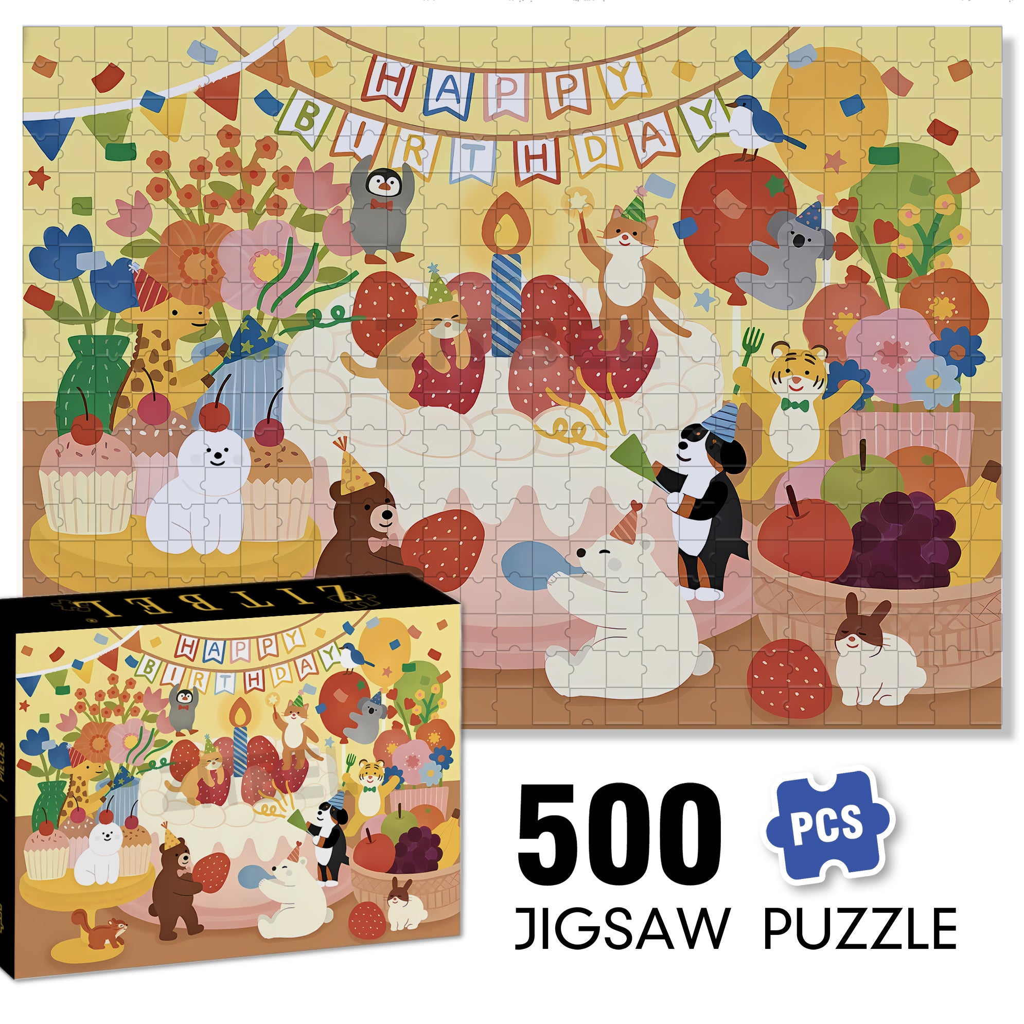 Animals Event At Night 500pcs/1000pcs Jigsaw Puzzle, Scratch-Resistant, Interactive Family Game & Brain-Boosting DIY Decor, Perfect for Halloween, Christmas & New Year Gifts, Family Puzzle Game
