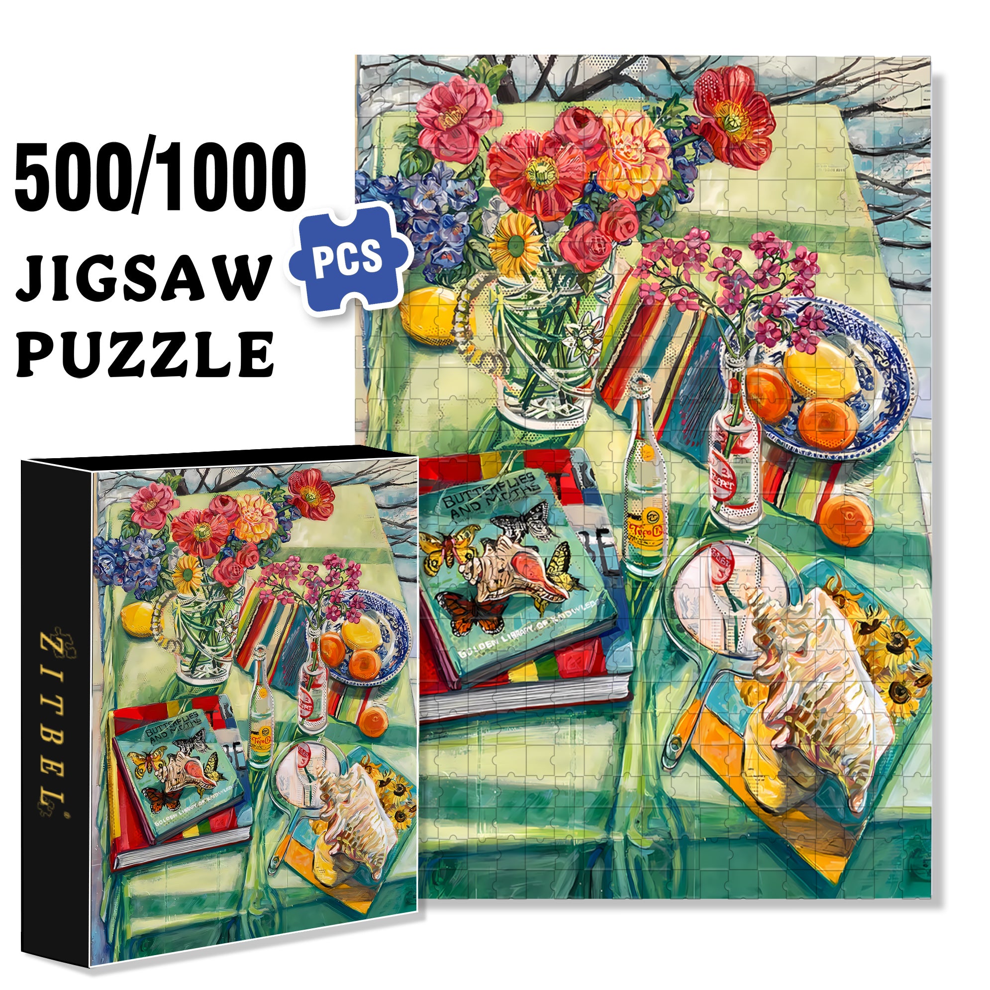 Apple & Dog 500pcs/1000pcs Jigsaw Puzzle, Scratch-Resistant, Interactive Family Game & Brain-Boosting DIY Decor, Perfect for Halloween, Christmas & New Year Gifts, Family Puzzle Game