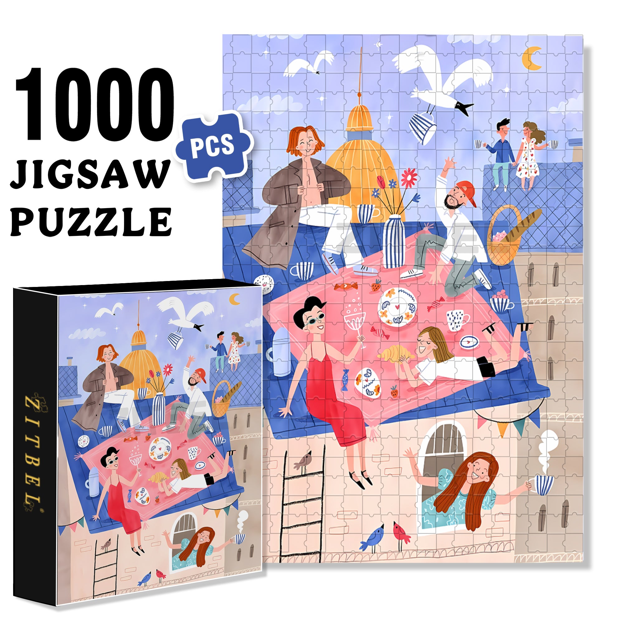 Caffe Latte 500pcs/1000pcs Jigsaw Puzzle, Scratch-Resistant, Interactive Family Game & Brain-Boosting DIY Decor, Perfect for Halloween, Christmas & New Year Gifts, Family Puzzle Game