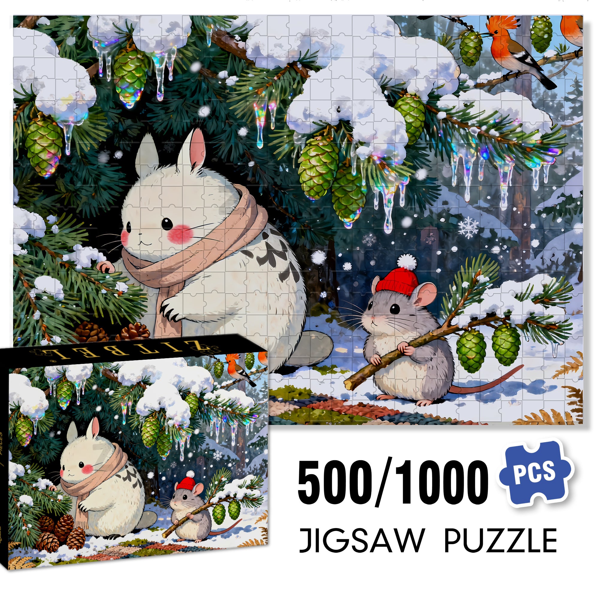 Christmas Night Sky 500pcs/1000pcs Jigsaw Puzzle, Scratch-Resistant, Interactive Family Game & Brain-Boosting DIY Decor, Perfect for Halloween, Christmas & New Year Gifts, Family Puzzle Game