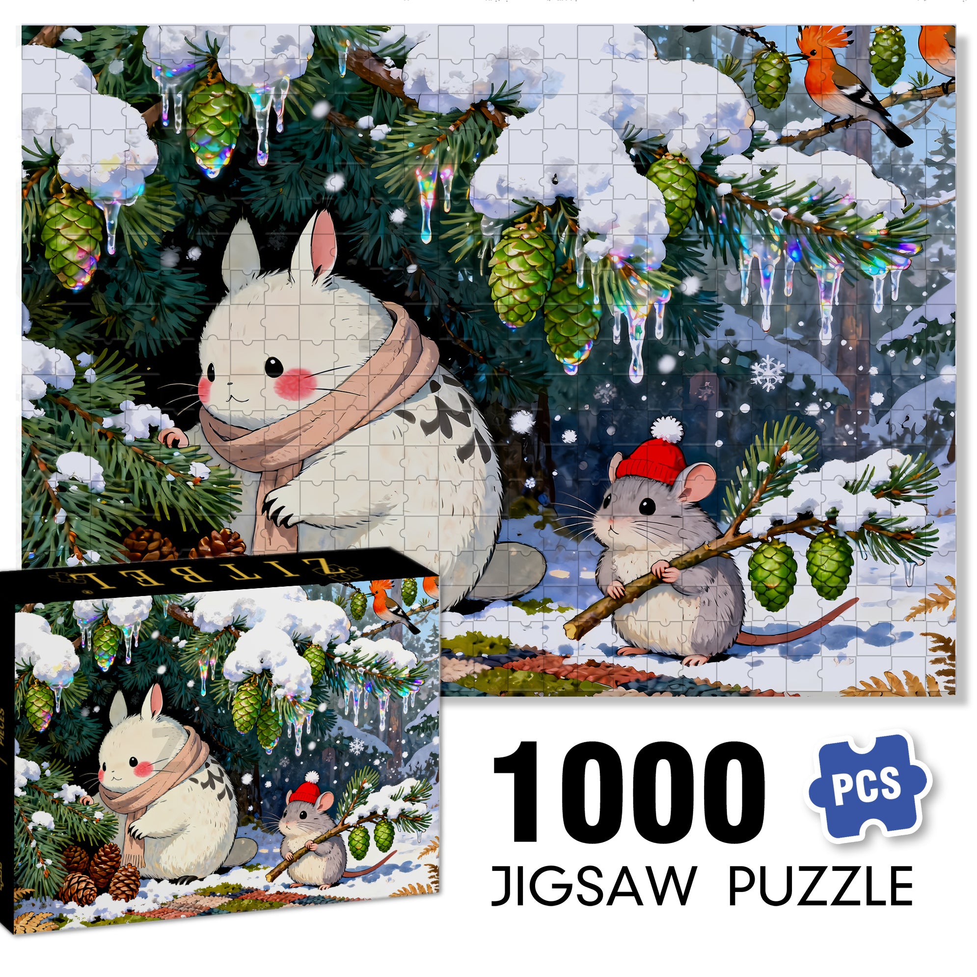 Christmas Night Sky 500pcs/1000pcs Jigsaw Puzzle, Scratch-Resistant, Interactive Family Game & Brain-Boosting DIY Decor, Perfect for Halloween, Christmas & New Year Gifts, Family Puzzle Game