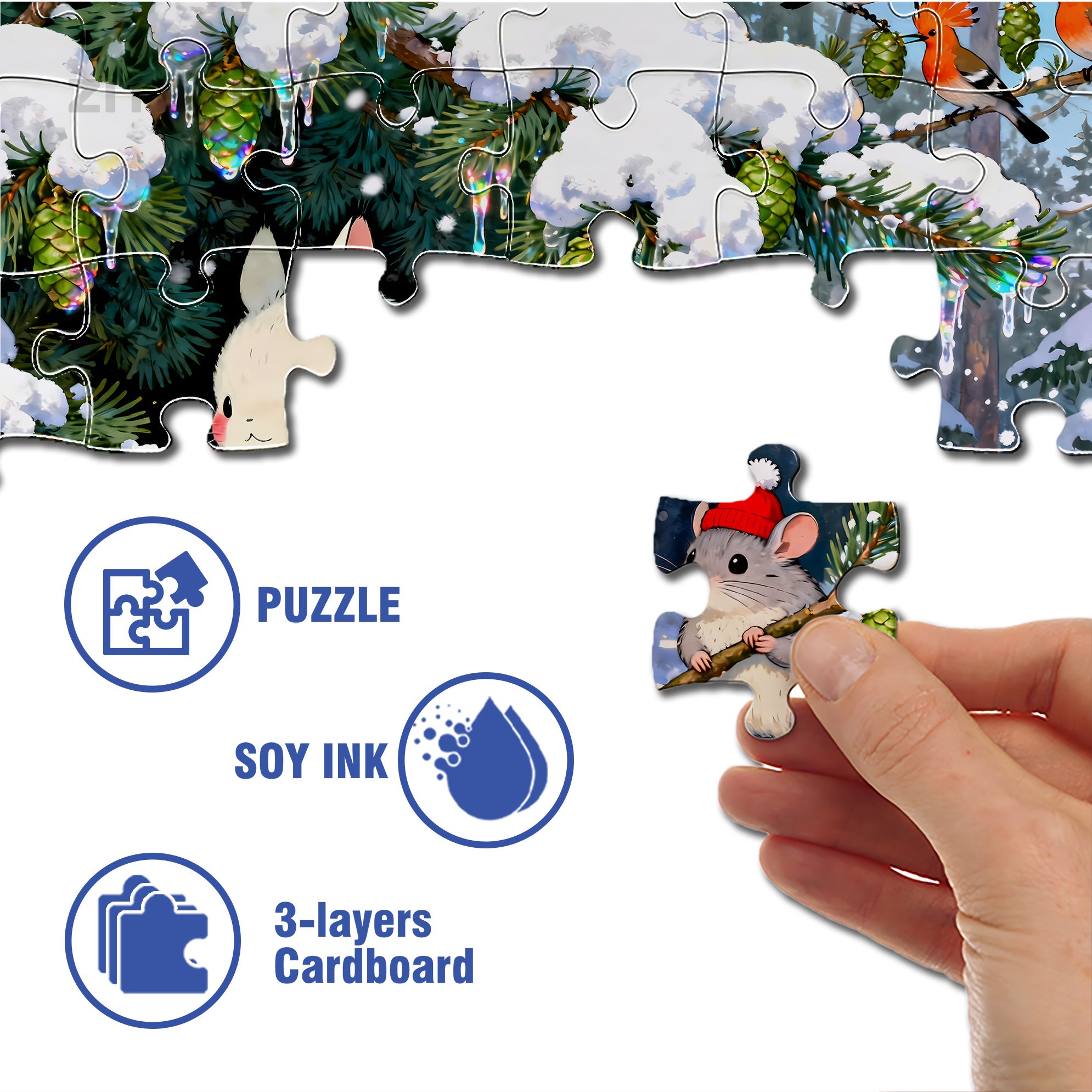 Christmas Night Sky 500pcs/1000pcs Jigsaw Puzzle, Scratch-Resistant, Interactive Family Game & Brain-Boosting DIY Decor, Perfect for Halloween, Christmas & New Year Gifts, Family Puzzle Game