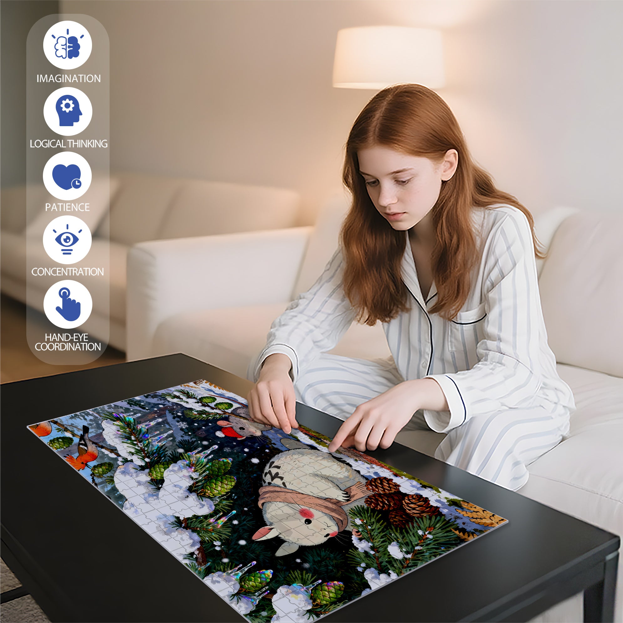Christmas Night Sky 500pcs/1000pcs Jigsaw Puzzle, Scratch-Resistant, Interactive Family Game & Brain-Boosting DIY Decor, Perfect for Halloween, Christmas & New Year Gifts, Family Puzzle Game