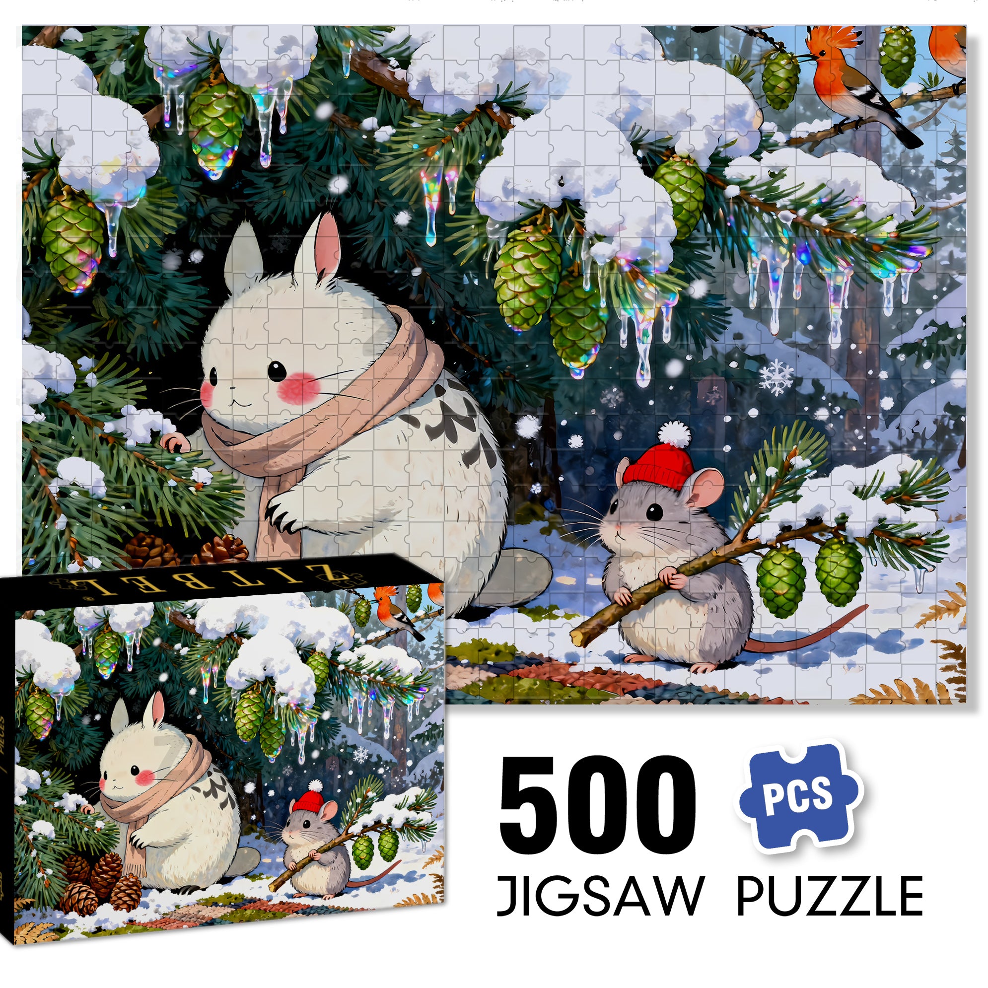 Christmas Night Sky 500pcs/1000pcs Jigsaw Puzzle, Scratch-Resistant, Interactive Family Game & Brain-Boosting DIY Decor, Perfect for Halloween, Christmas & New Year Gifts, Family Puzzle Game