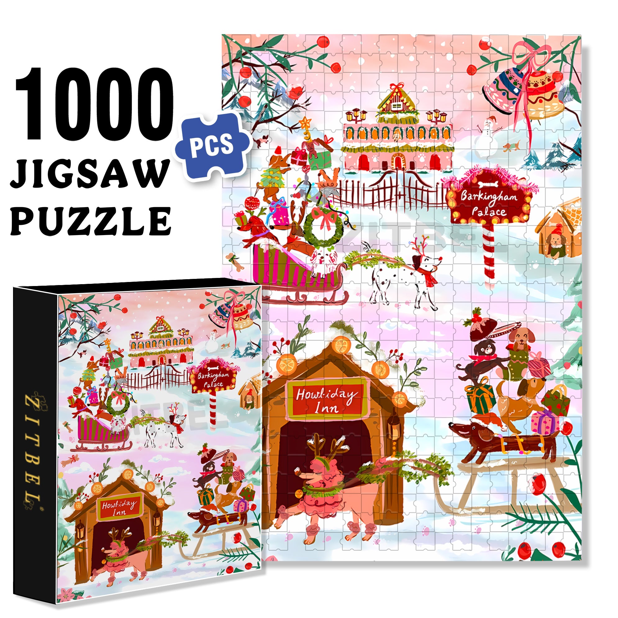 Holiday  Inn 500pcs/1000pcs Jigsaw Puzzle, Scratch-Resistant, Interactive Family Game & Brain-Boosting DIY Decor, Perfect for Halloween, Christmas & New Year Gifts, Family Puzzle Game