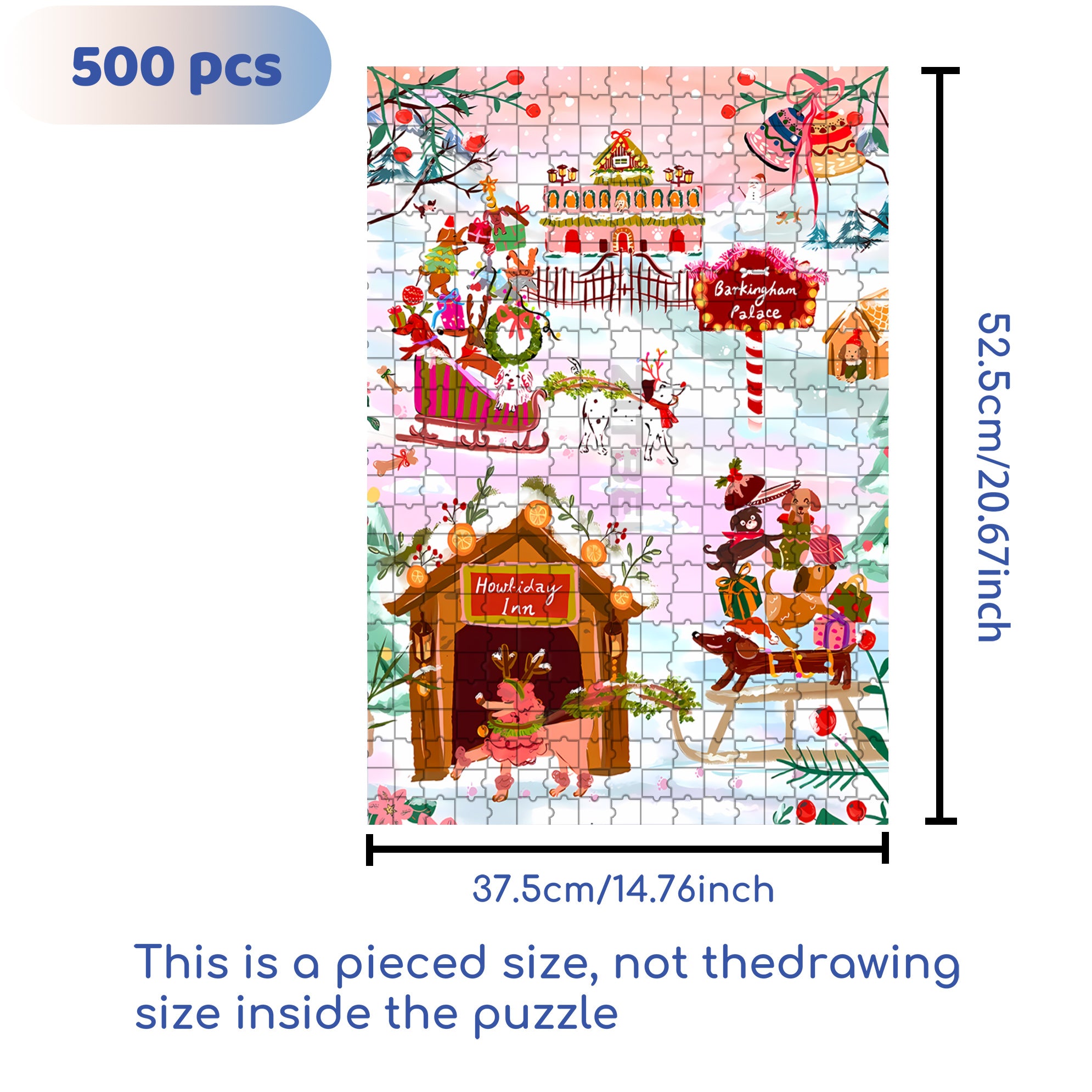 Holiday  Inn 500pcs/1000pcs Jigsaw Puzzle, Scratch-Resistant, Interactive Family Game & Brain-Boosting DIY Decor, Perfect for Halloween, Christmas & New Year Gifts, Family Puzzle Game