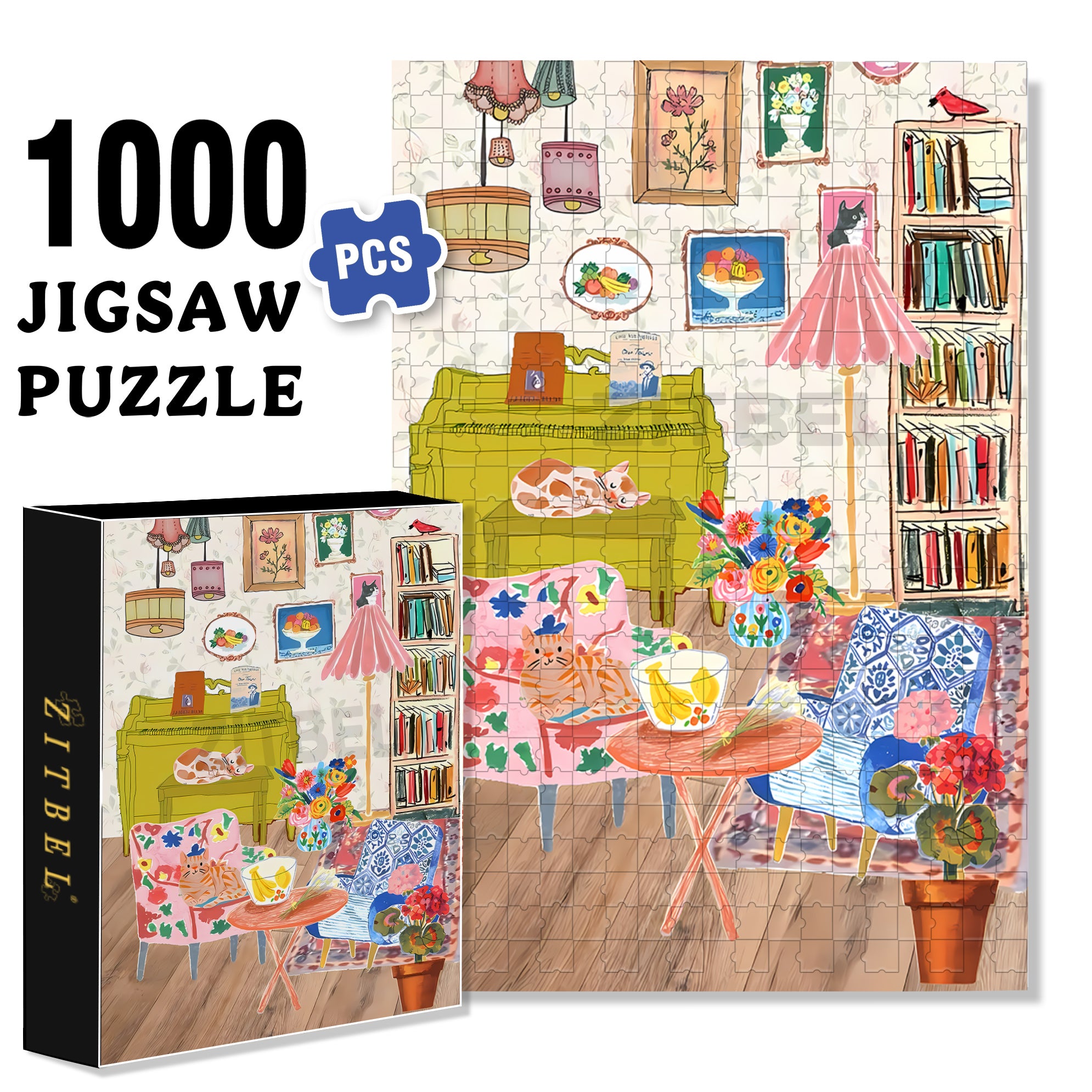 House And Hom 500pcs/1000pcs Jigsaw Puzzle, Scratch-Resistant, Interactive Family Game & Brain-Boosting DIY Decor, Perfect for Halloween, Christmas & New Year Gifts, Family Puzzle Game