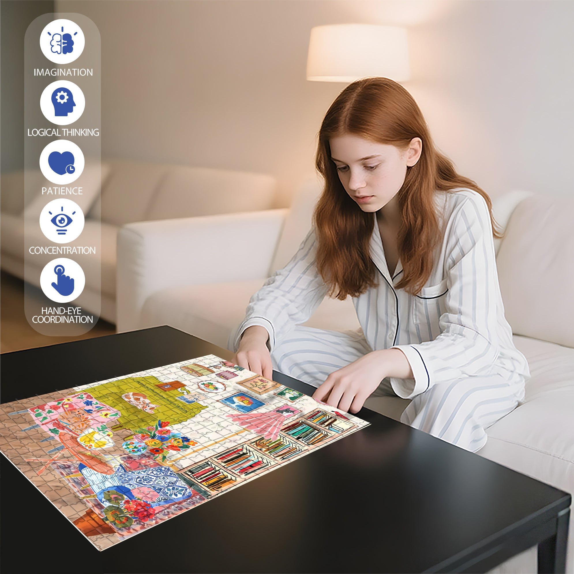 House And Hom 500pcs/1000pcs Jigsaw Puzzle, Scratch-Resistant, Interactive Family Game & Brain-Boosting DIY Decor, Perfect for Halloween, Christmas & New Year Gifts, Family Puzzle Game