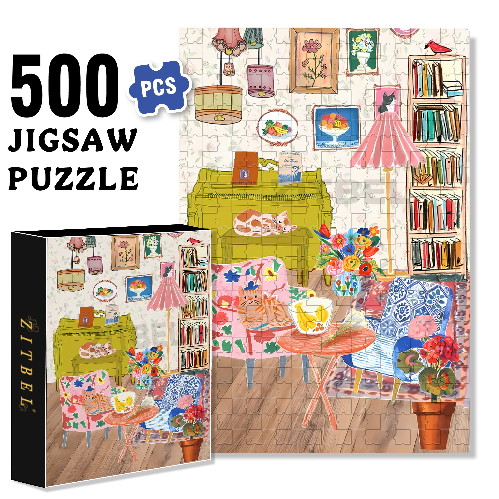 House And Hom 500pcs/1000pcs Jigsaw Puzzle, Scratch-Resistant, Interactive Family Game & Brain-Boosting DIY Decor, Perfect for Halloween, Christmas & New Year Gifts, Family Puzzle Game