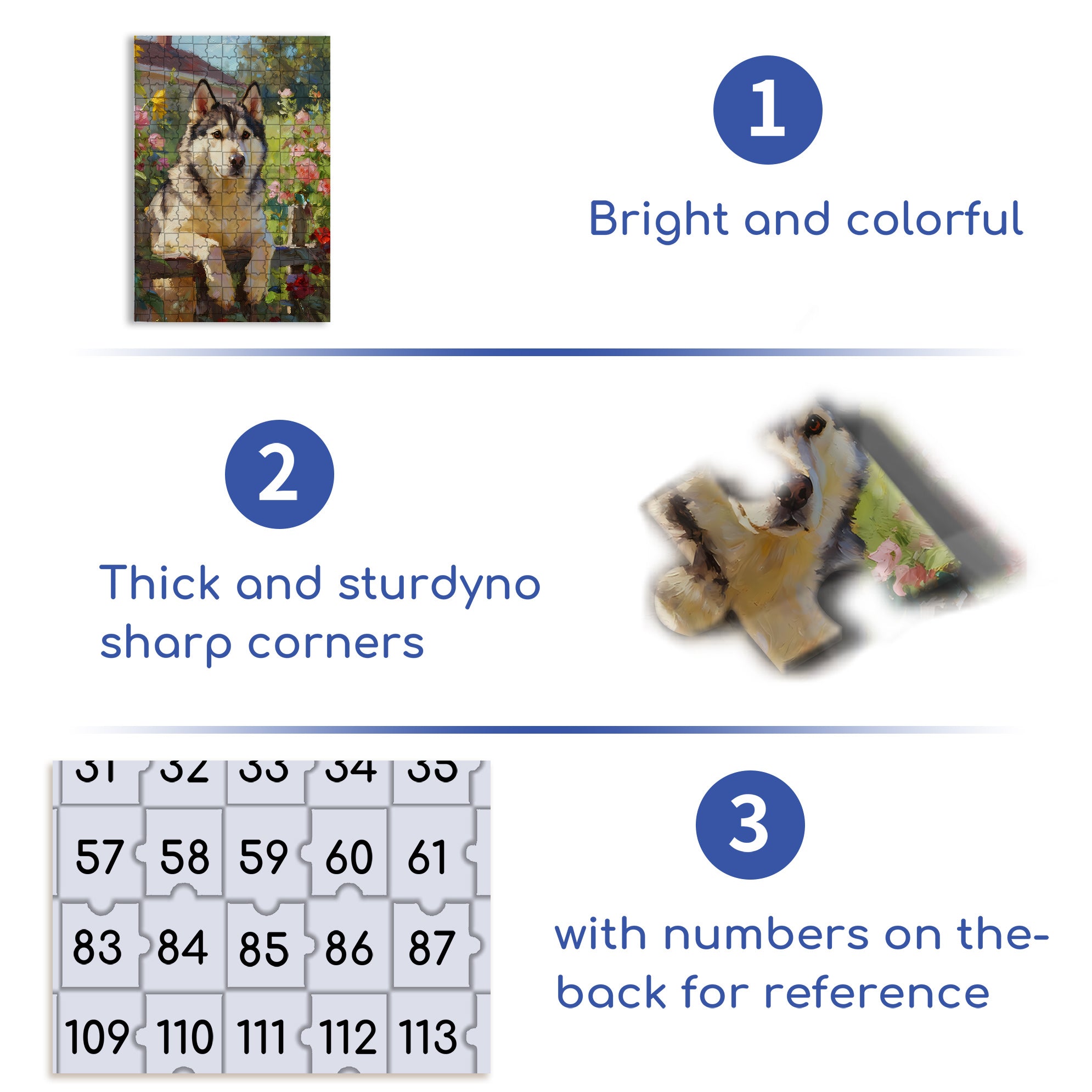 Husky 500pcs/1000pcs Jigsaw Puzzle, Scratch-Resistant, Interactive Family Game & Brain-Boosting DIY Decor, Perfect for Halloween, Christmas & New Year Gifts, Family Puzzle Game