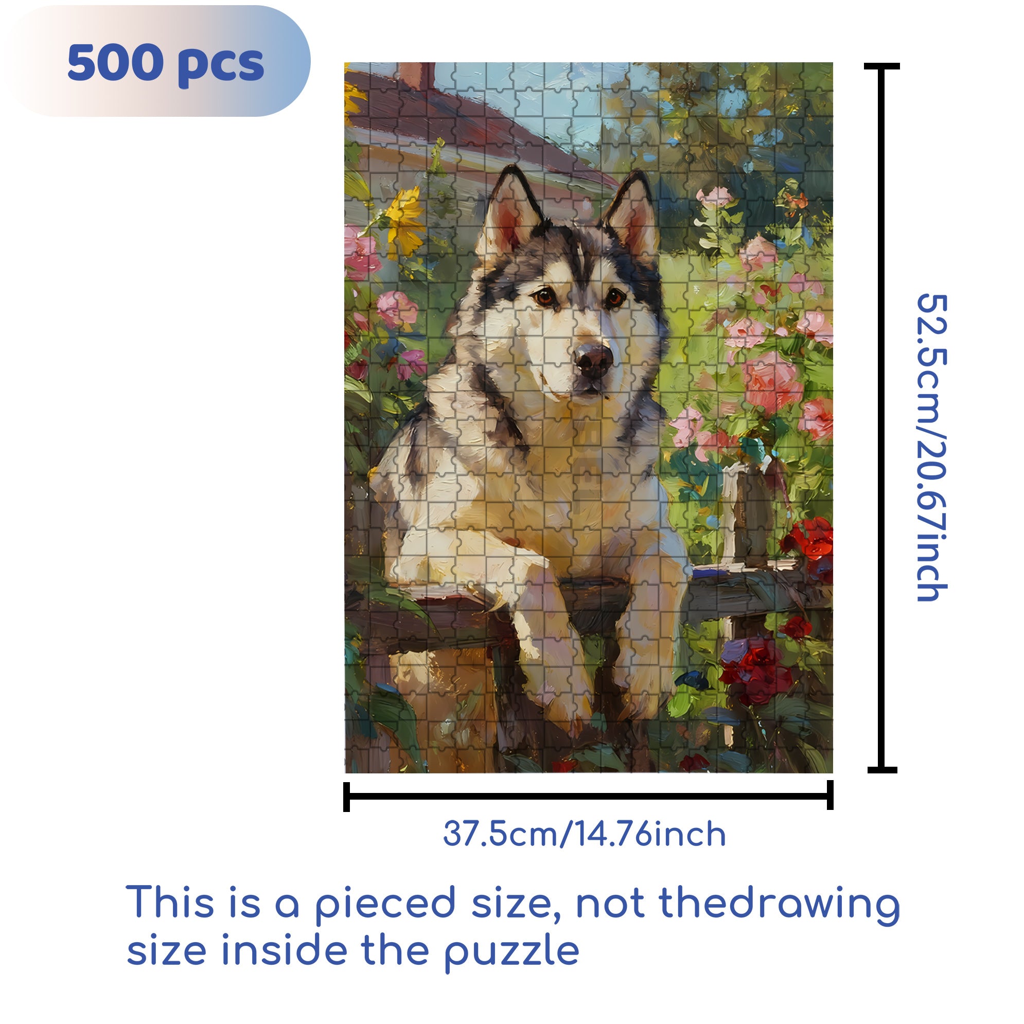 Husky 500pcs/1000pcs Jigsaw Puzzle, Scratch-Resistant, Interactive Family Game & Brain-Boosting DIY Decor, Perfect for Halloween, Christmas & New Year Gifts, Family Puzzle Game