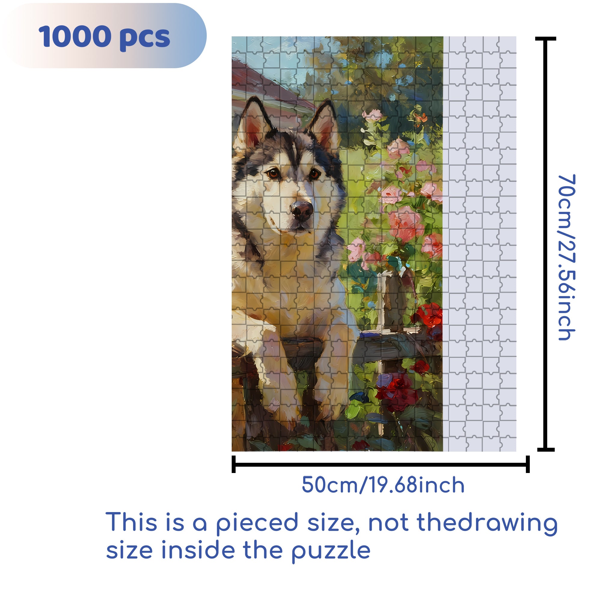 Husky 500pcs/1000pcs Jigsaw Puzzle, Scratch-Resistant, Interactive Family Game & Brain-Boosting DIY Decor, Perfect for Halloween, Christmas & New Year Gifts, Family Puzzle Game