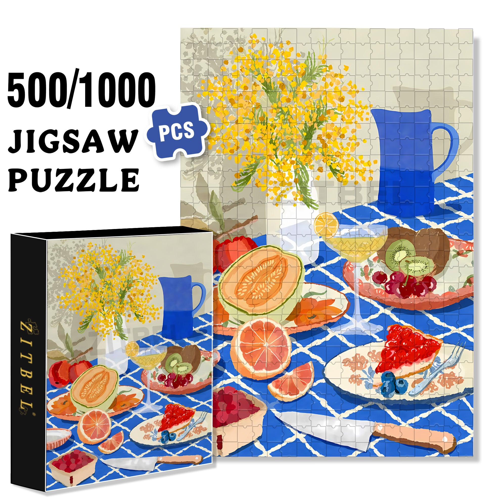 Joey's Afternoon Tea 500pcs/1000pcs Jigsaw Puzzle, Scratch-Resistant, Interactive Family Game & Brain-Boosting DIY Decor, Perfect for Halloween, Christmas & New Year Gifts, Family Puzzle Game