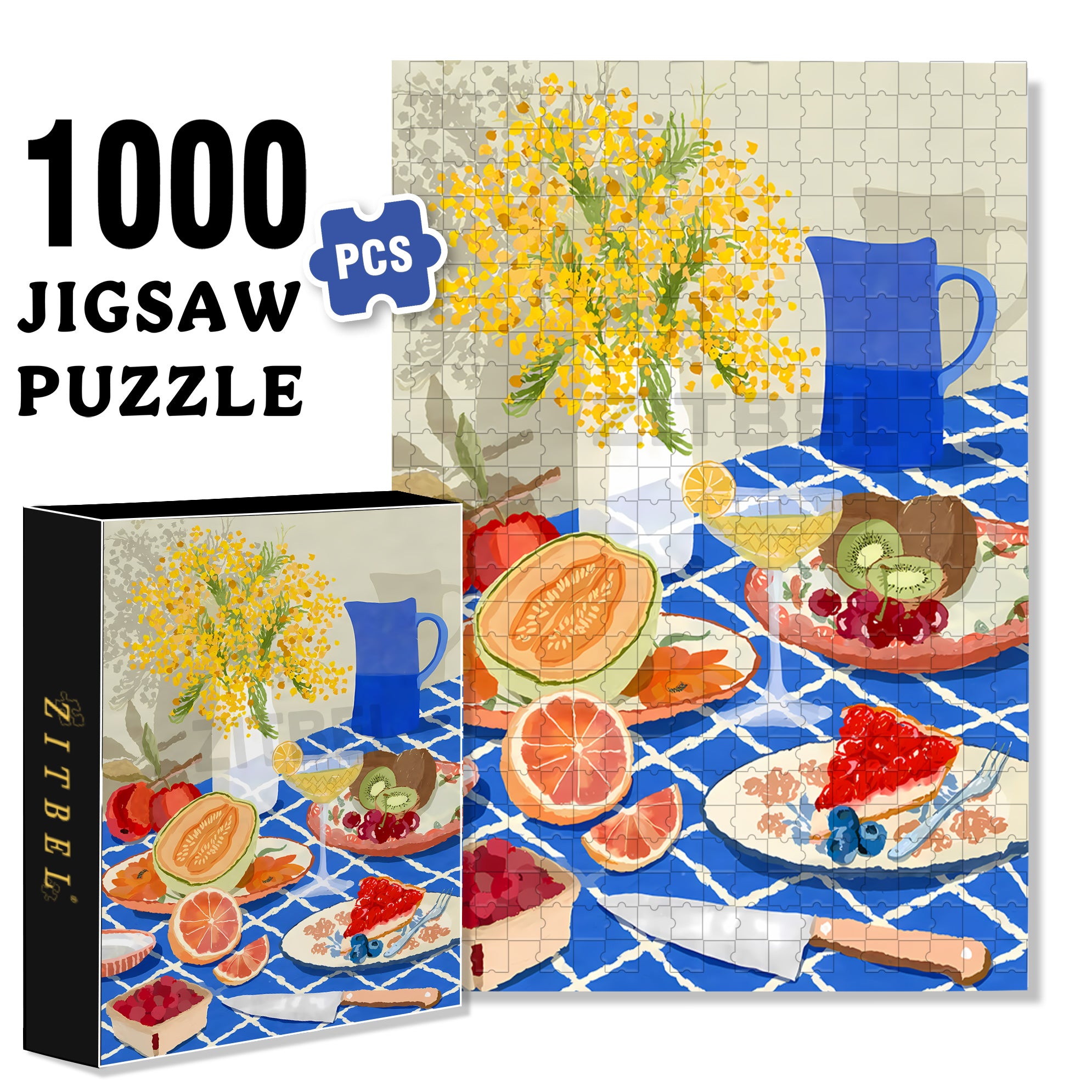 Joey's Afternoon Tea 500pcs/1000pcs Jigsaw Puzzle, Scratch-Resistant, Interactive Family Game & Brain-Boosting DIY Decor, Perfect for Halloween, Christmas & New Year Gifts, Family Puzzle Game