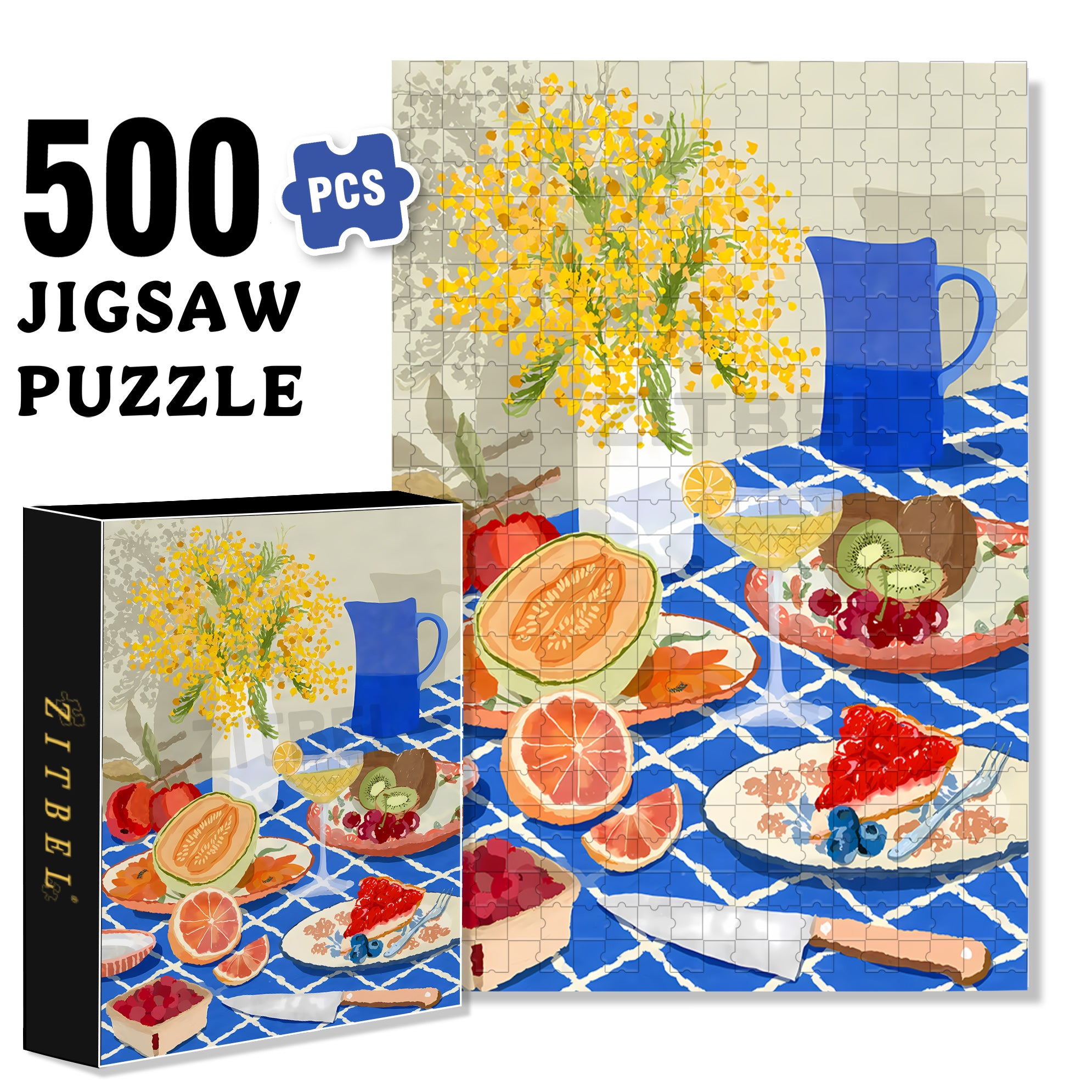 Joey's Afternoon Tea 500pcs/1000pcs Jigsaw Puzzle, Scratch-Resistant, Interactive Family Game & Brain-Boosting DIY Decor, Perfect for Halloween, Christmas & New Year Gifts, Family Puzzle Game