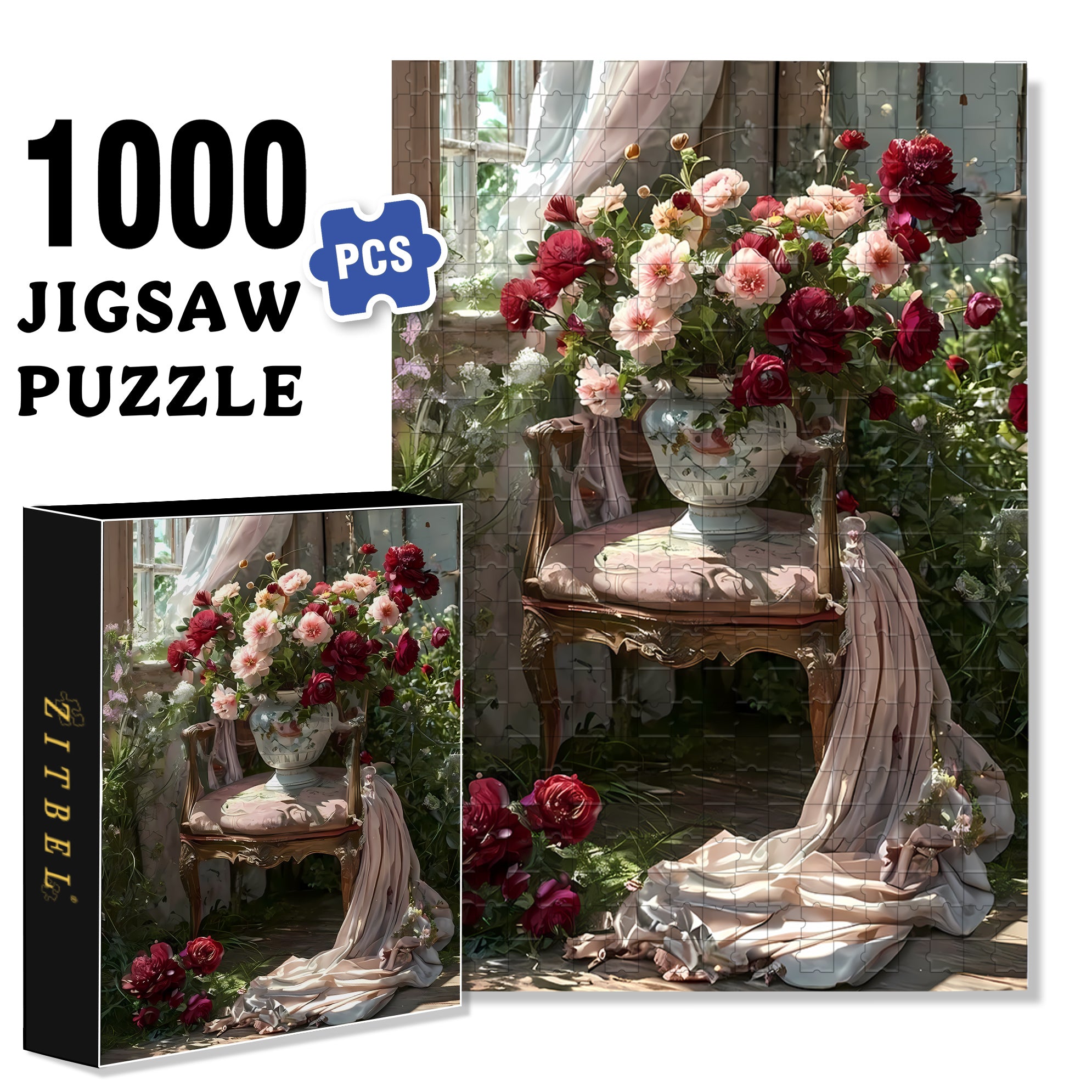 Joy Of Flowers 500pcs/1000pcs Jigsaw Puzzle, Scratch-Resistant, Interactive Family Game & Brain-Boosting DIY Decor, Perfect for Halloween, Christmas & New Year Gifts, Family Puzzle Game