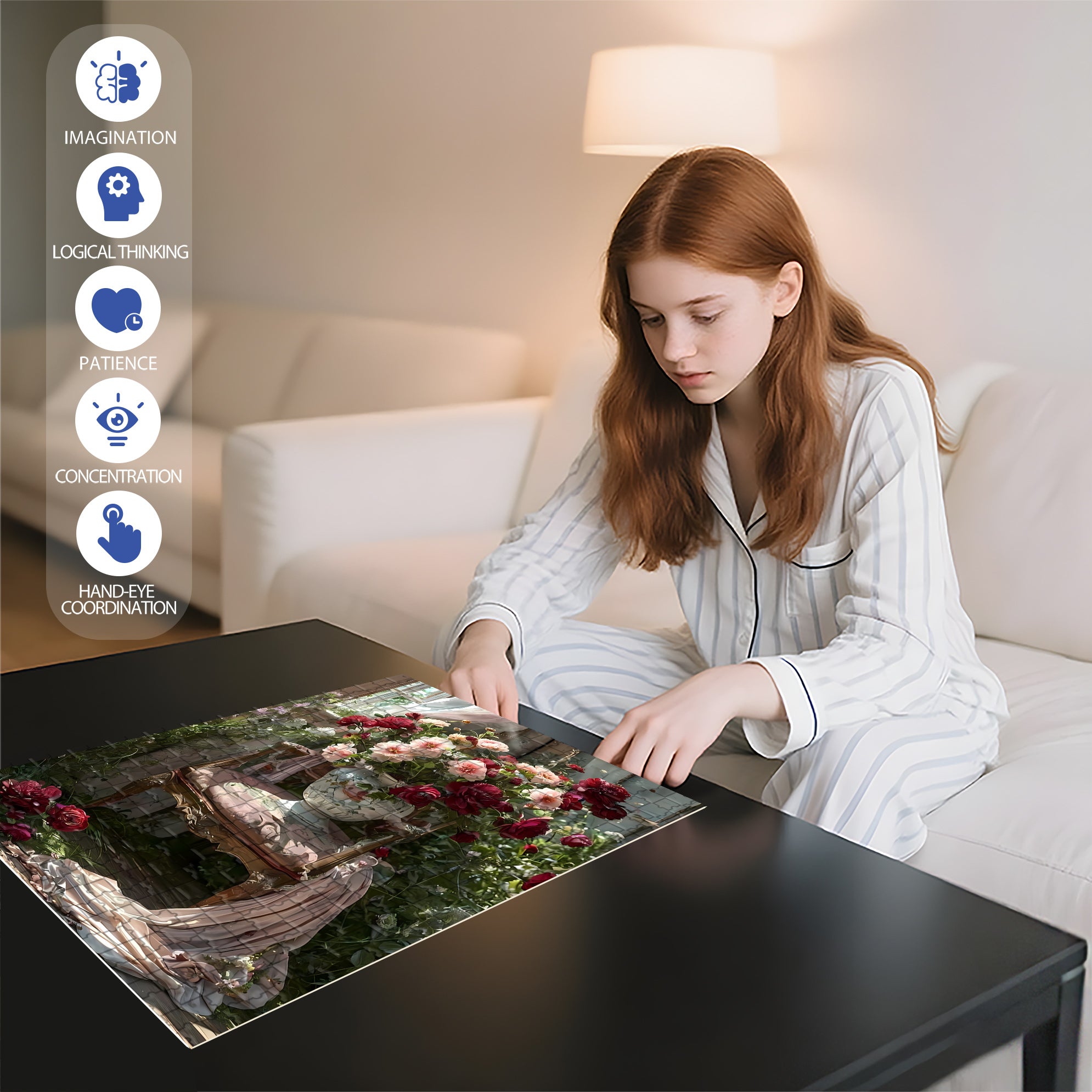 Joy Of Flowers 500pcs/1000pcs Jigsaw Puzzle, Scratch-Resistant, Interactive Family Game & Brain-Boosting DIY Decor, Perfect for Halloween, Christmas & New Year Gifts, Family Puzzle Game