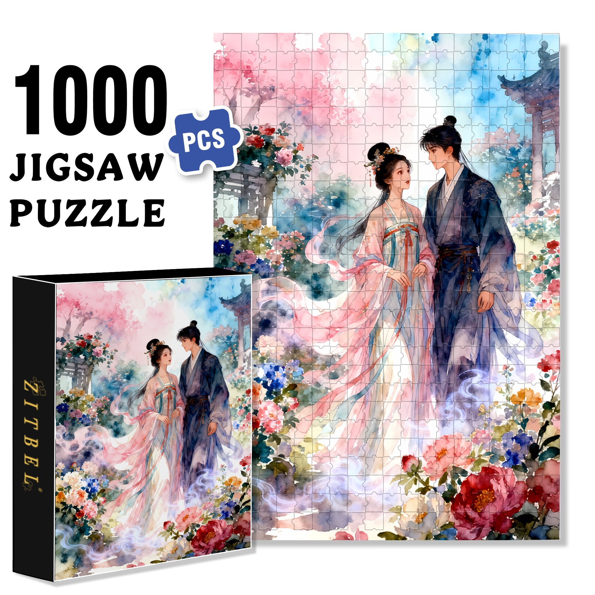Lovers 500pcs/1000pcs Jigsaw Puzzle, Scratch-Resistant, Interactive Family Game & Brain-Boosting DIY Decor, Perfect for Halloween, Christmas & New Year Gifts, Family Puzzle Game