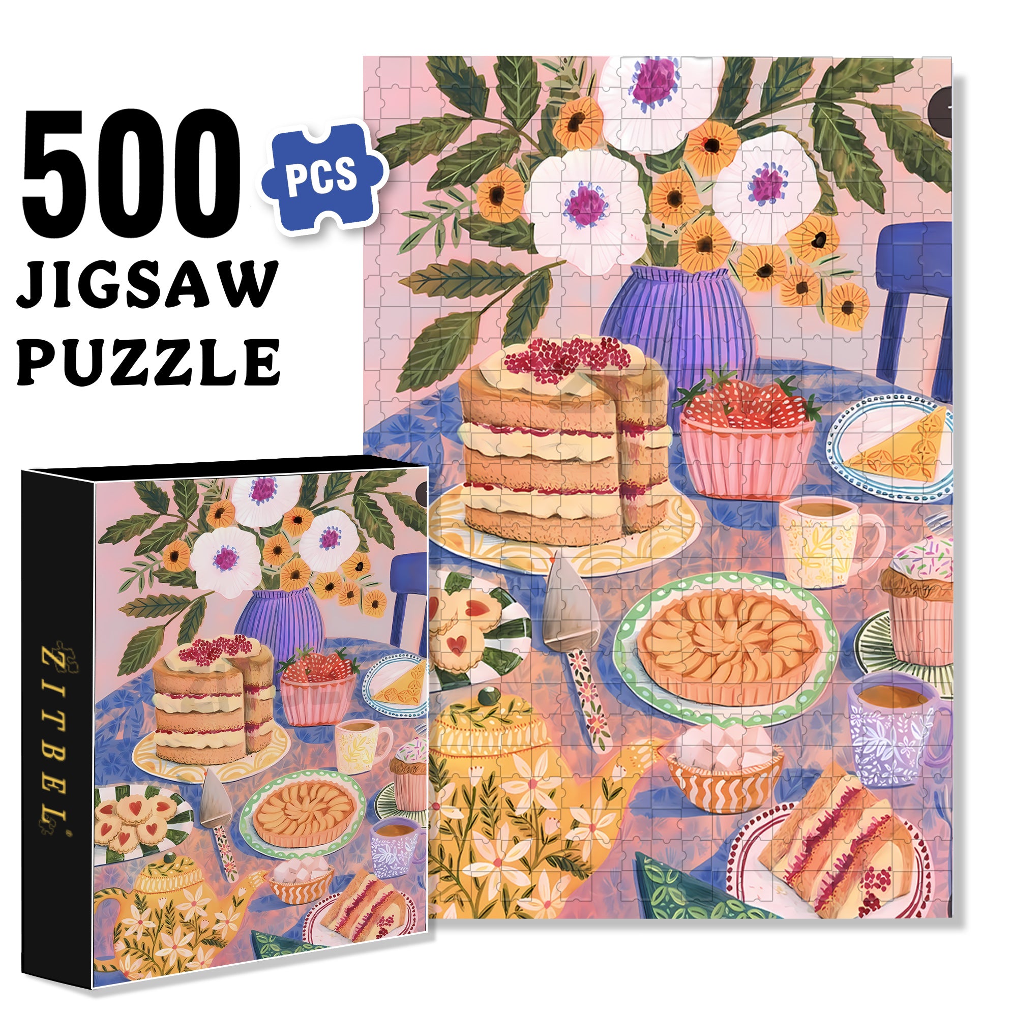 Lucia's Breakfast 500pcs/1000pcs Jigsaw Puzzle, Scratch-Resistant, Interactive Family Game & Brain-Boosting DIY Decor, Perfect for Halloween, Christmas & New Year Gifts, Family Puzzle Game