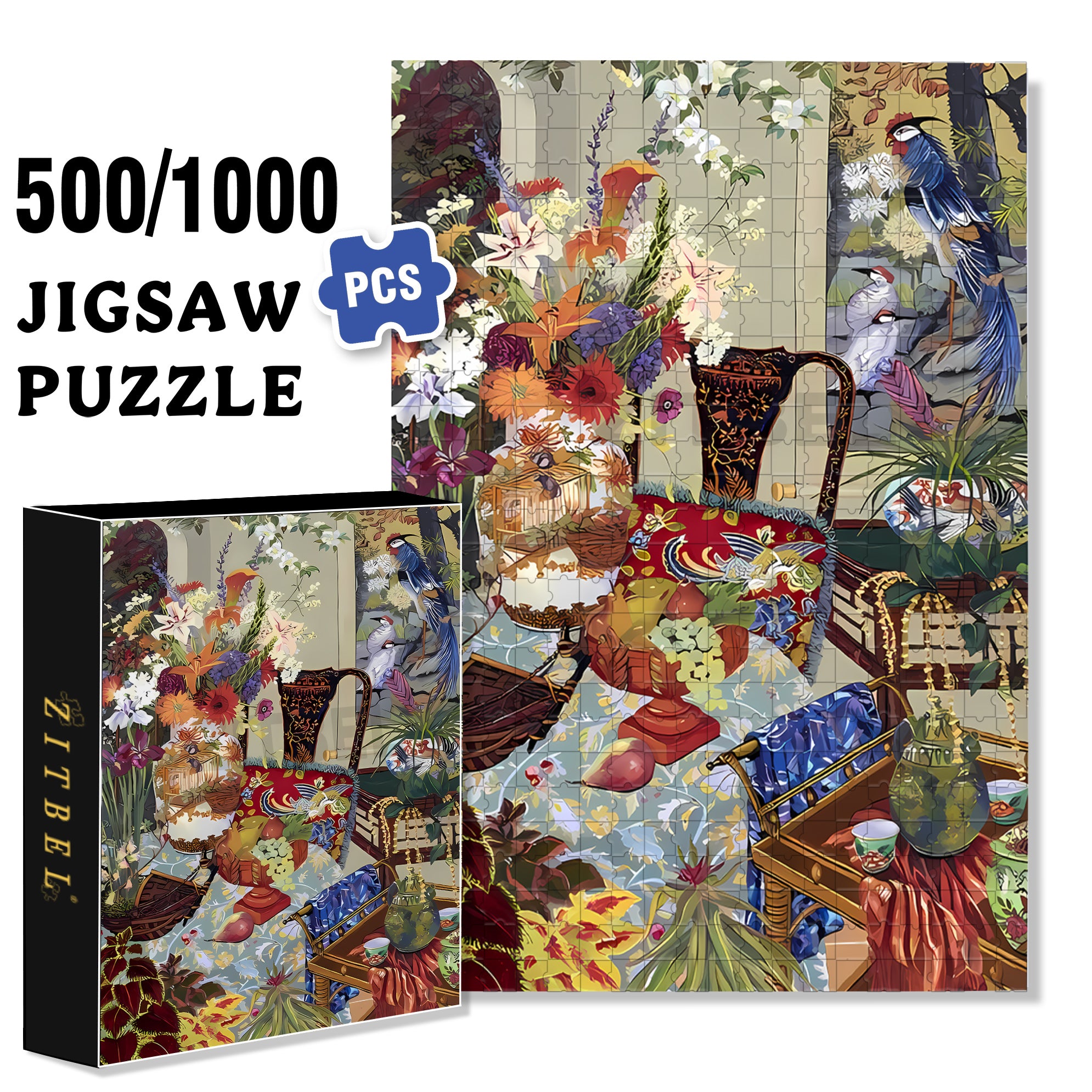 Patio Treasures 500pcs/1000pcs Jigsaw Puzzle, Scratch-Resistant, Interactive Family Game & Brain-Boosting DIY Decor, Perfect for Halloween, Christmas & New Year Gifts, Family Puzzle Game