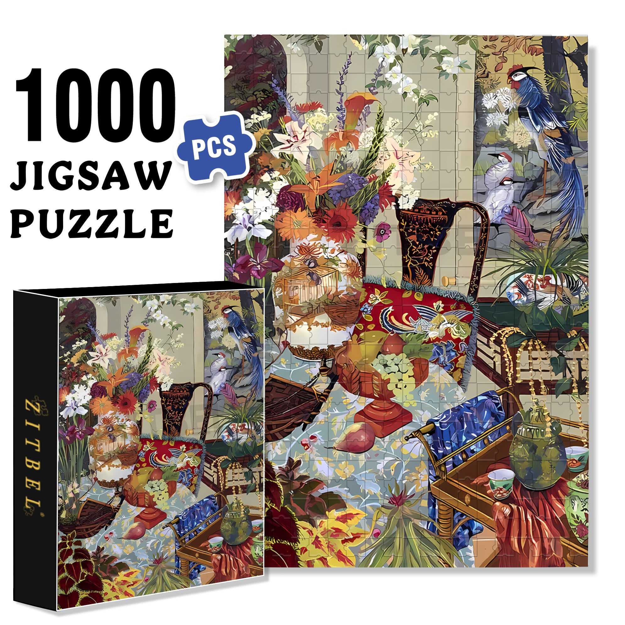 Patio Treasures 500pcs/1000pcs Jigsaw Puzzle, Scratch-Resistant, Interactive Family Game & Brain-Boosting DIY Decor, Perfect for Halloween, Christmas & New Year Gifts, Family Puzzle Game