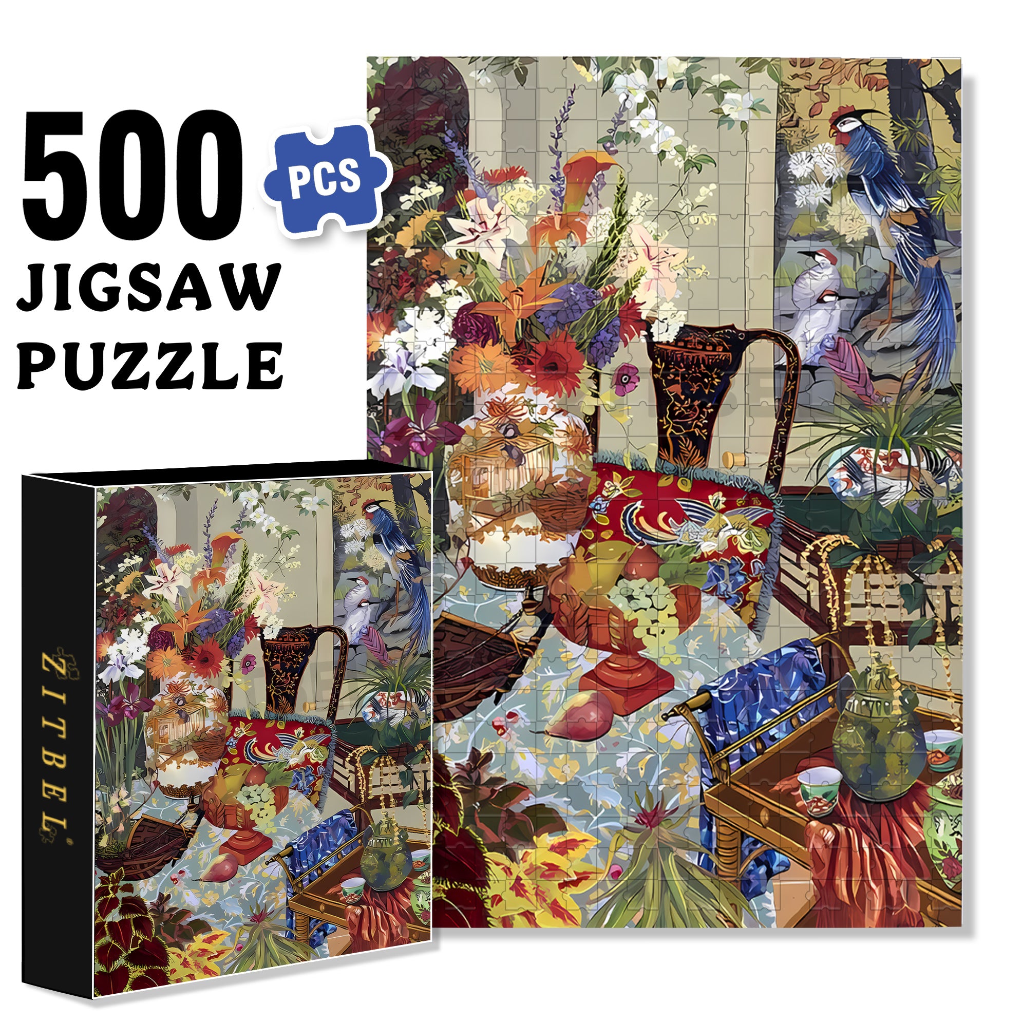 Patio Treasures 500pcs/1000pcs Jigsaw Puzzle, Scratch-Resistant, Interactive Family Game & Brain-Boosting DIY Decor, Perfect for Halloween, Christmas & New Year Gifts, Family Puzzle Game