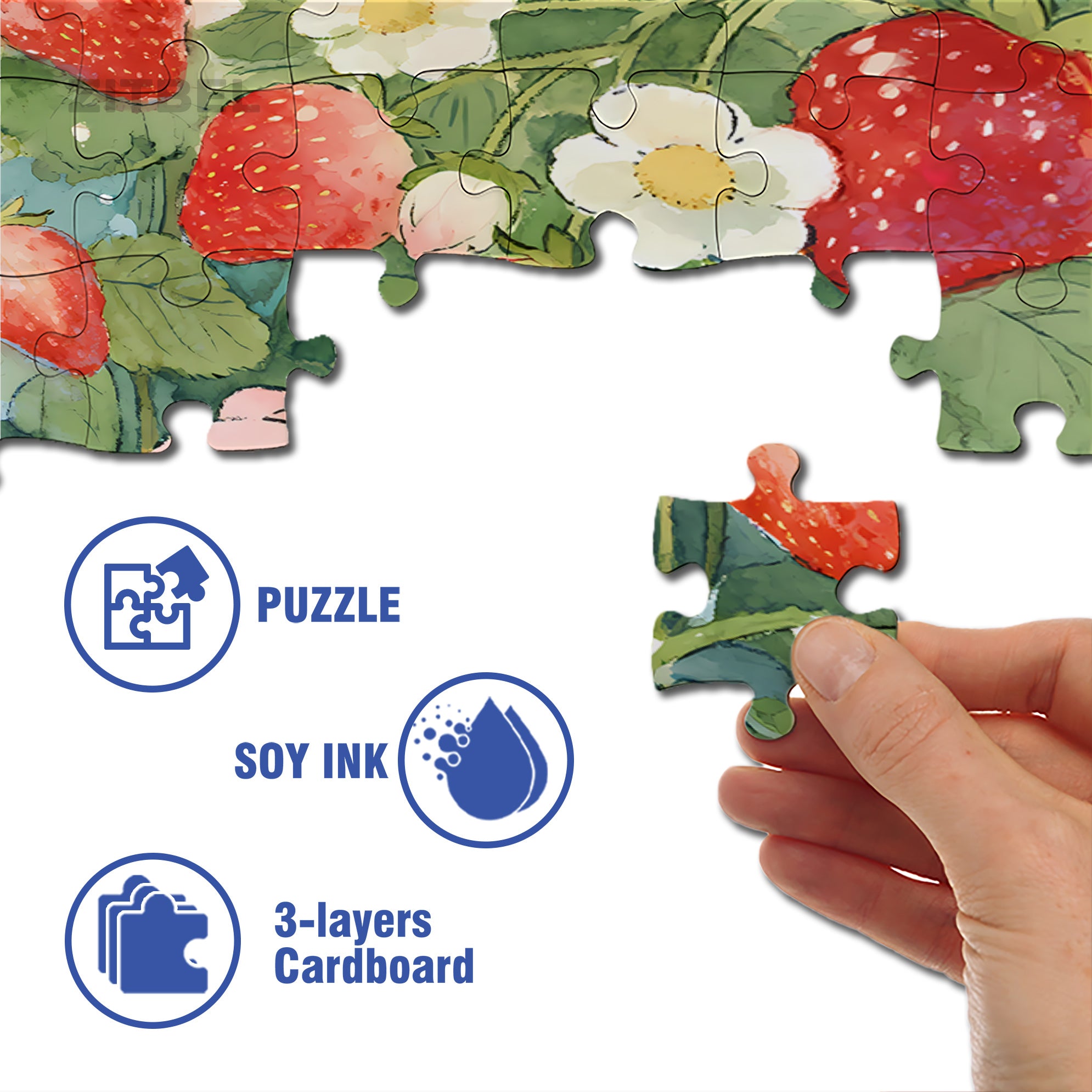Pick Strawberries 500pcs/1000pcs Jigsaw Puzzle, Scratch-Resistant, Interactive Family Game & Brain-Boosting DIY Decor, Perfect for Halloween, Christmas & New Year Gifts, Family Puzzle Game