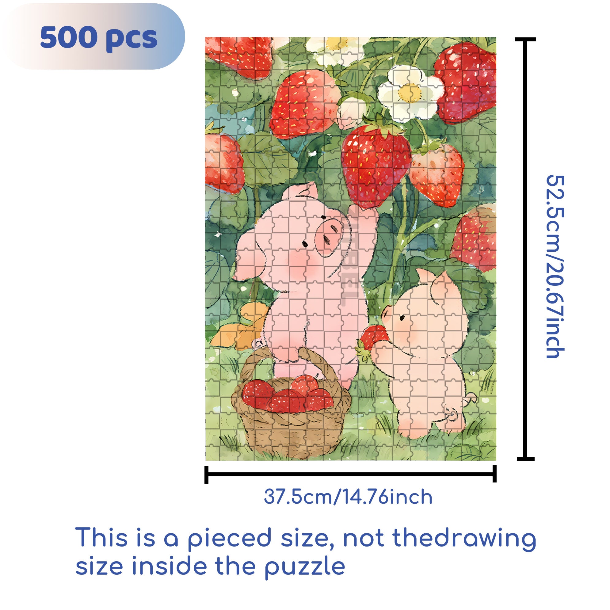 Pick Strawberries 500pcs/1000pcs Jigsaw Puzzle, Scratch-Resistant, Interactive Family Game & Brain-Boosting DIY Decor, Perfect for Halloween, Christmas & New Year Gifts, Family Puzzle Game