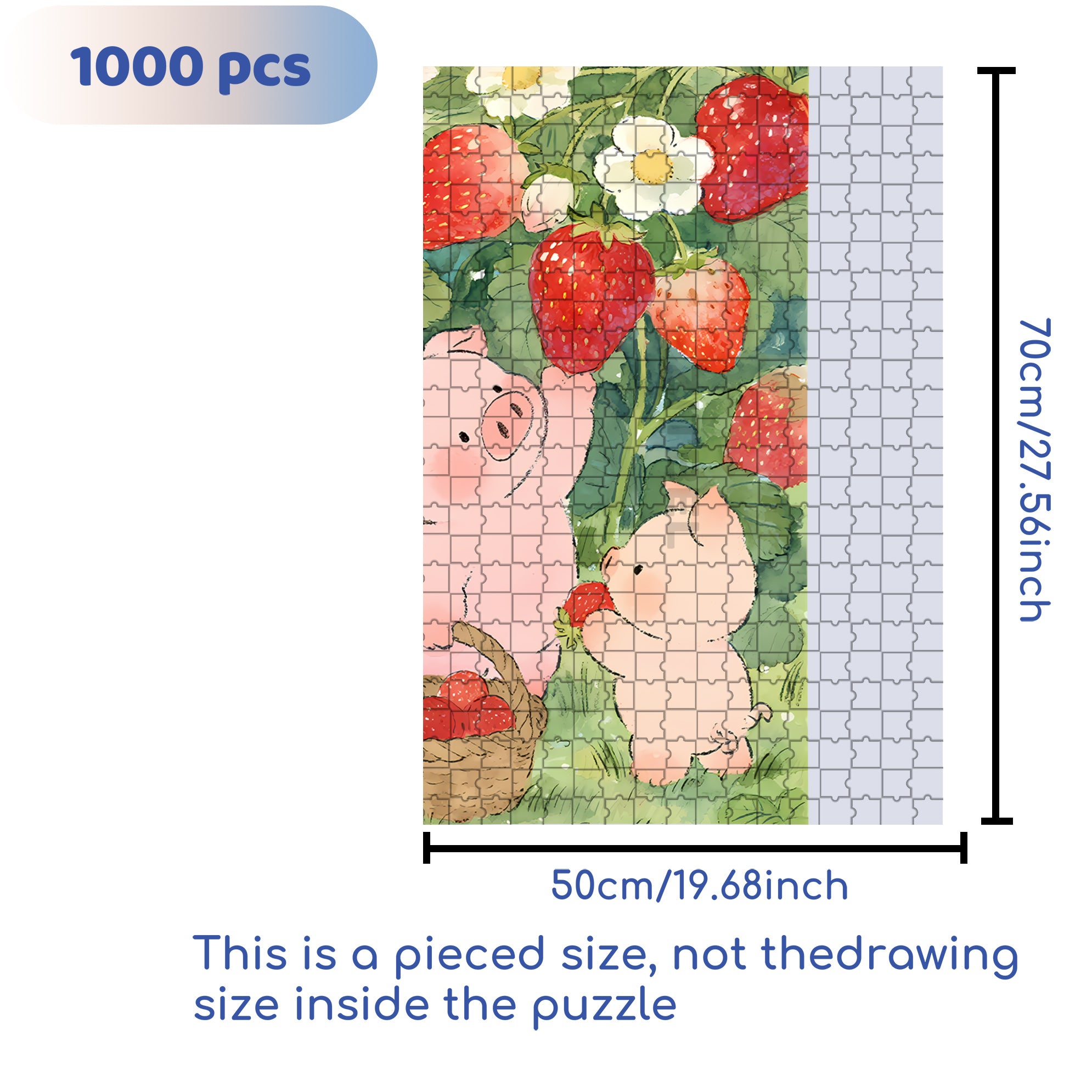 Pick Strawberries 500pcs/1000pcs Jigsaw Puzzle, Scratch-Resistant, Interactive Family Game & Brain-Boosting DIY Decor, Perfect for Halloween, Christmas & New Year Gifts, Family Puzzle Game