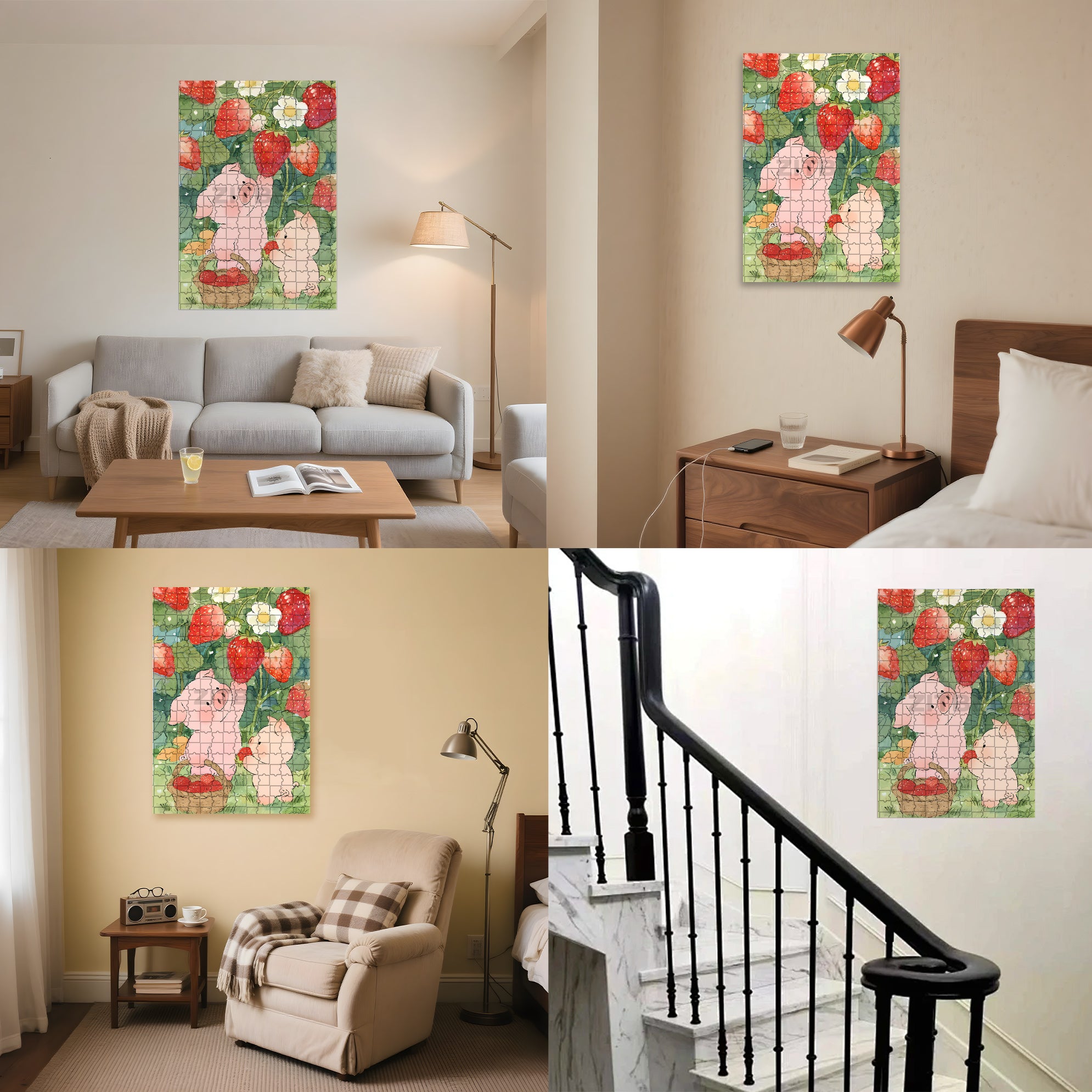 Pick Strawberries 500pcs/1000pcs Jigsaw Puzzle, Scratch-Resistant, Interactive Family Game & Brain-Boosting DIY Decor, Perfect for Halloween, Christmas & New Year Gifts, Family Puzzle Game
