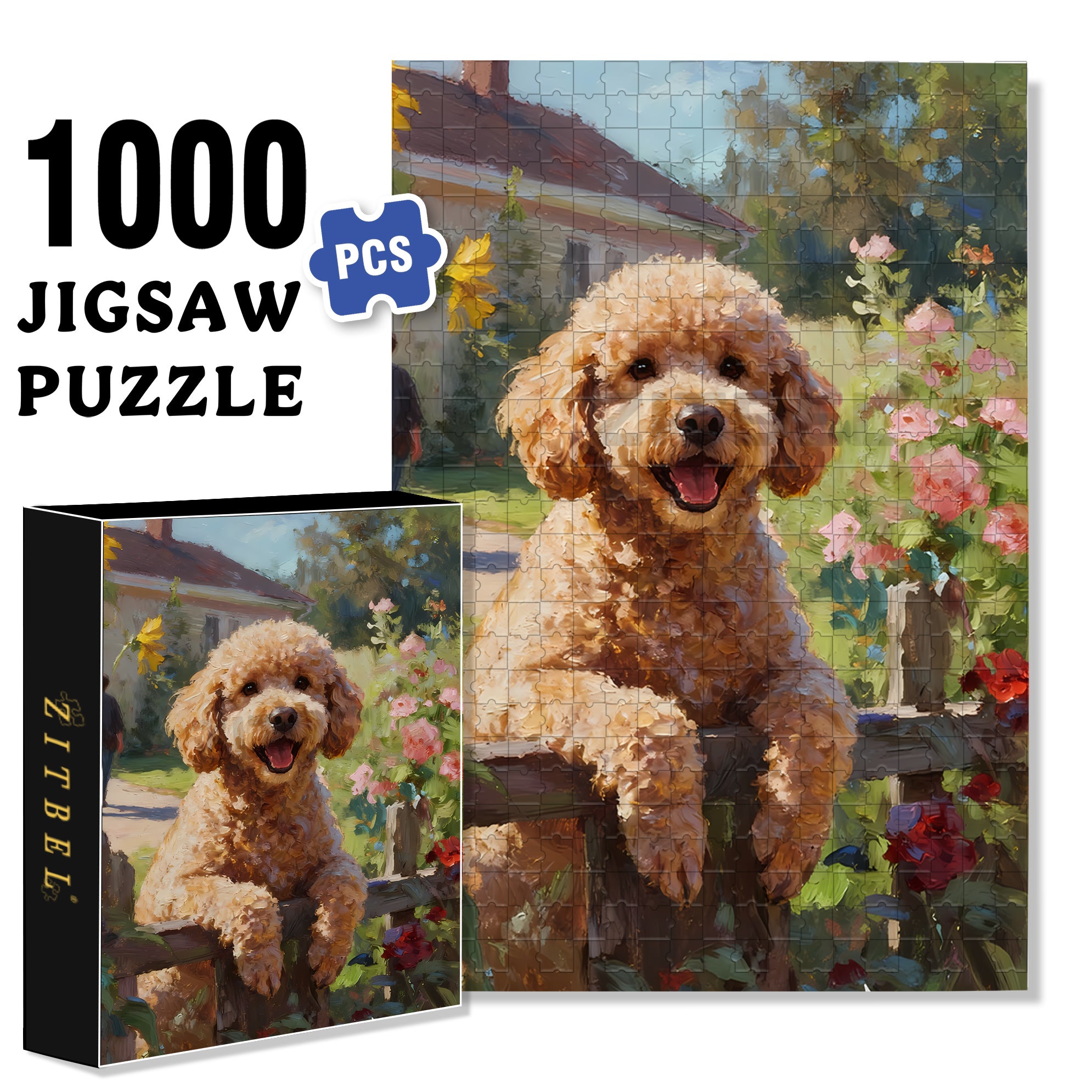 Poodle 500pcs/1000pcs Jigsaw Puzzle, Scratch-Resistant, Interactive Family Game & Brain-Boosting DIY Decor, Perfect for Halloween, Christmas & New Year Gifts, Family Puzzle Game