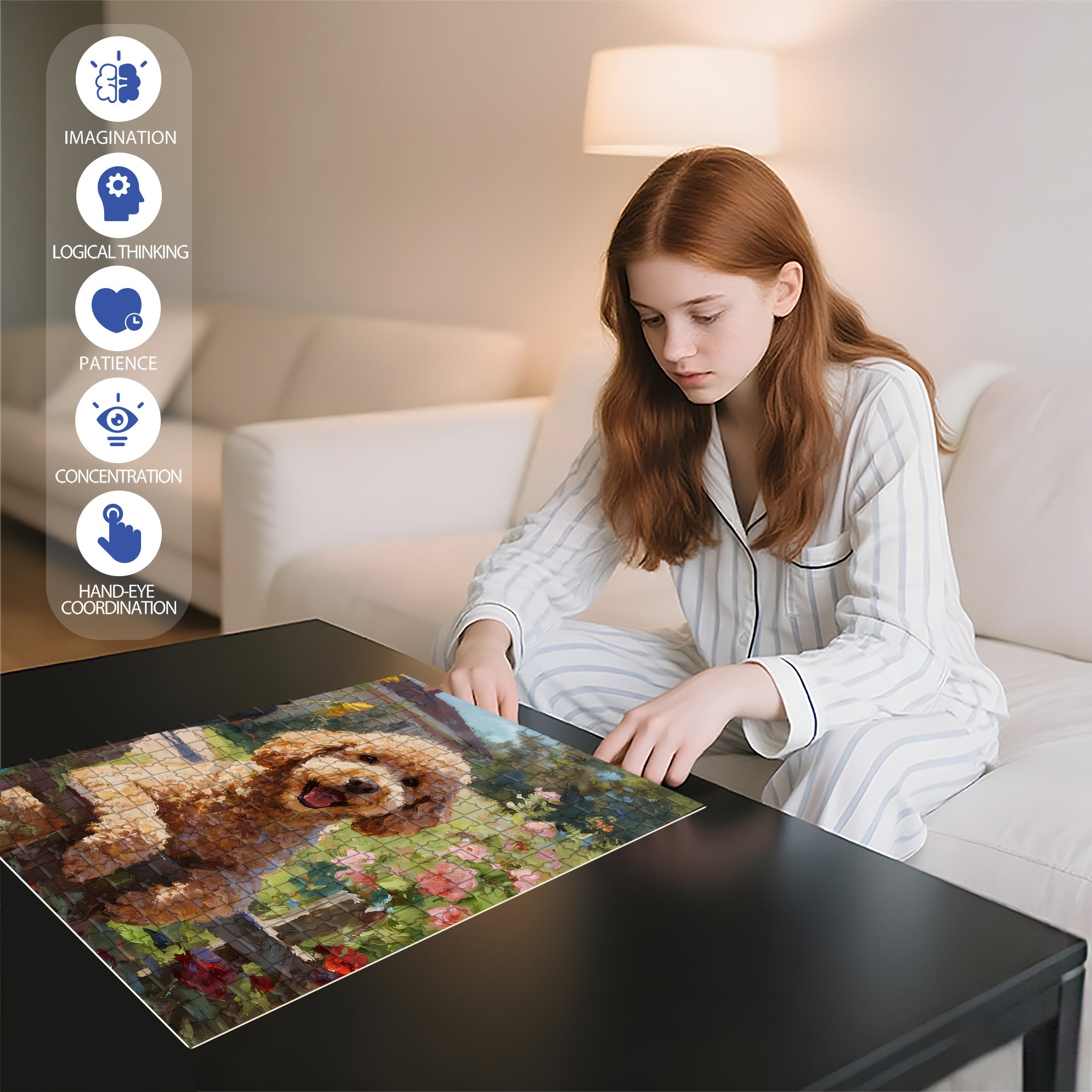 Poodle 500pcs/1000pcs Jigsaw Puzzle, Scratch-Resistant, Interactive Family Game & Brain-Boosting DIY Decor, Perfect for Halloween, Christmas & New Year Gifts, Family Puzzle Game