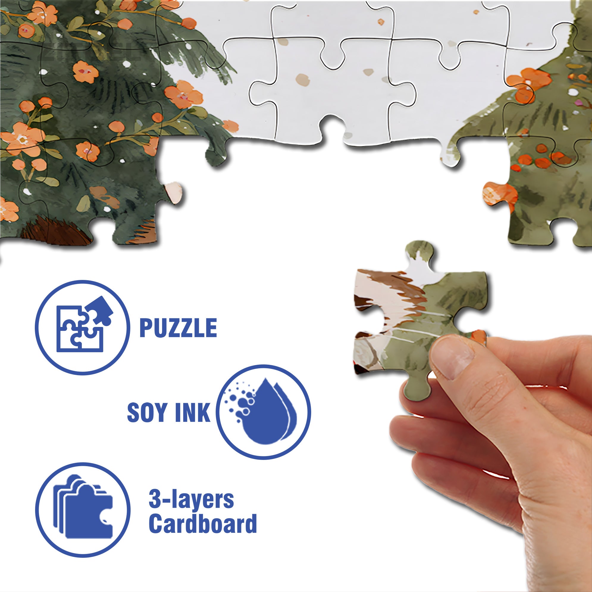 Raccoon Celebrates Christmas 500pcs/1000pcs Jigsaw Puzzle, Scratch-Resistant, Interactive Family Game & Brain-Boosting DIY Decor, Perfect for Halloween, Christmas & New Year Gifts, Family Puzzle Game