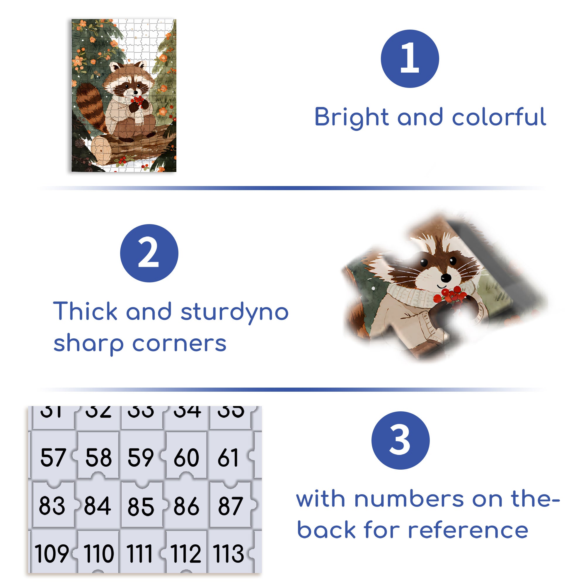 Raccoon Celebrates Christmas 500pcs/1000pcs Jigsaw Puzzle, Scratch-Resistant, Interactive Family Game & Brain-Boosting DIY Decor, Perfect for Halloween, Christmas & New Year Gifts, Family Puzzle Game
