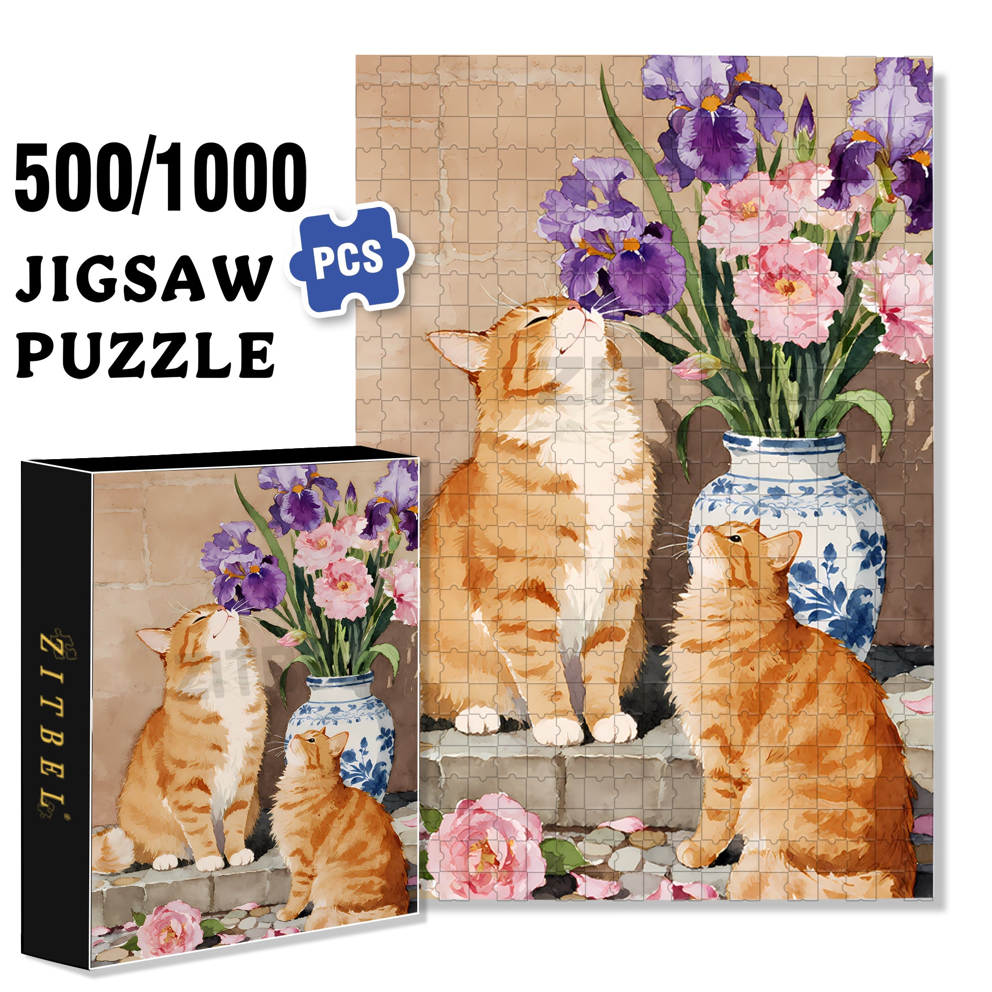 Raise 500pcs/1000pcs Jigsaw Puzzle, Scratch-Resistant, Interactive Family Game & Brain-Boosting DIY Decor, Perfect for Halloween, Christmas & New Year Gifts, Family Puzzle Game