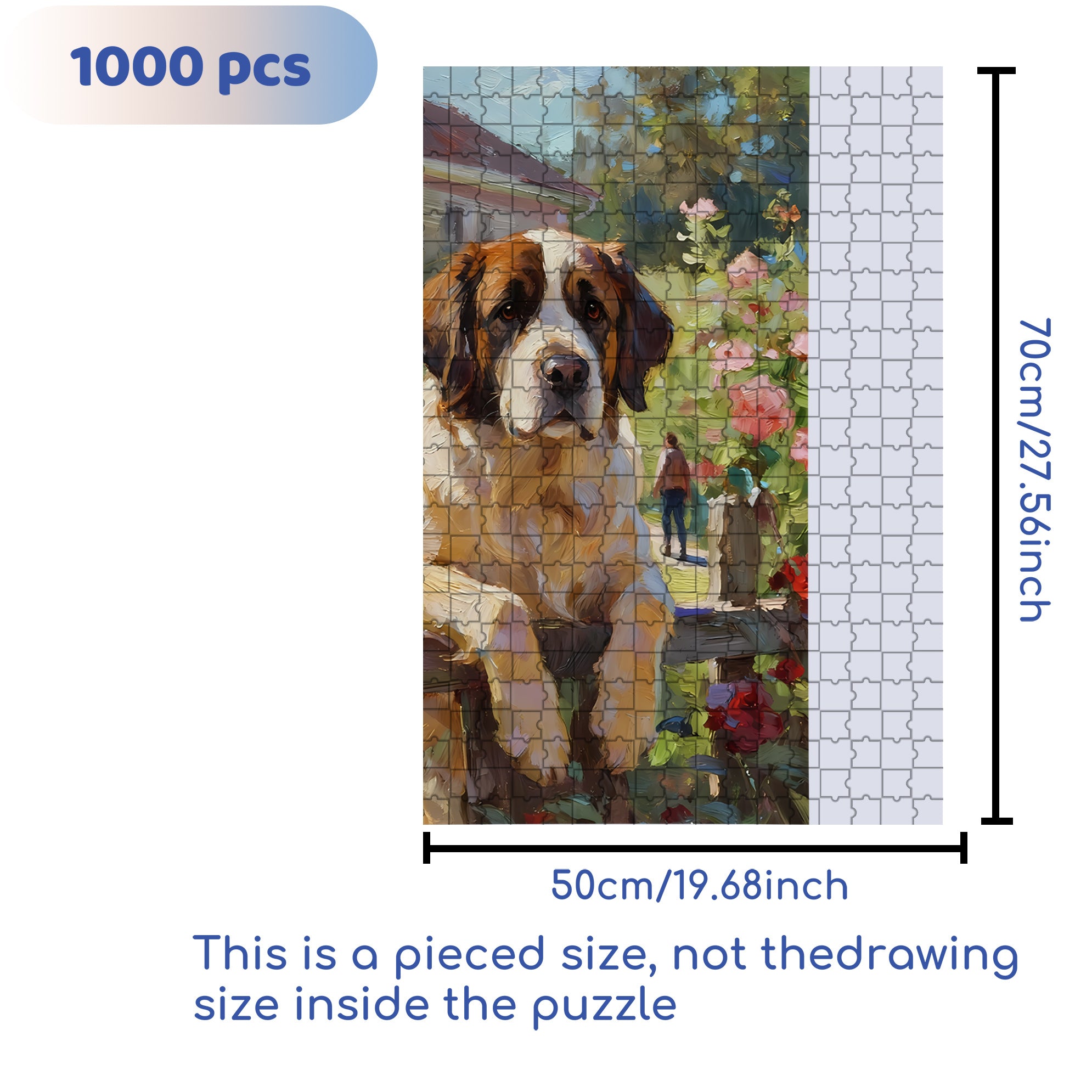 Saint Bernard 500pcs/1000pcs Jigsaw Puzzle, Scratch-Resistant, Interactive Family Game & Brain-Boosting DIY Decor, Perfect for Halloween, Christmas & New Year Gifts, Family Puzzle Game