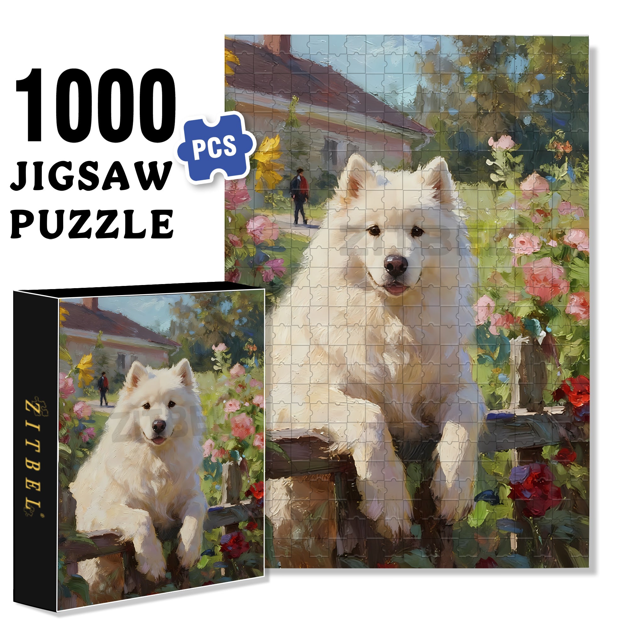 Samoyed 500pcs/1000pcs Jigsaw Puzzle, Scratch-Resistant, Interactive Family Game & Brain-Boosting DIY Decor, Perfect for Halloween, Christmas & New Year Gifts, Family Puzzle Game