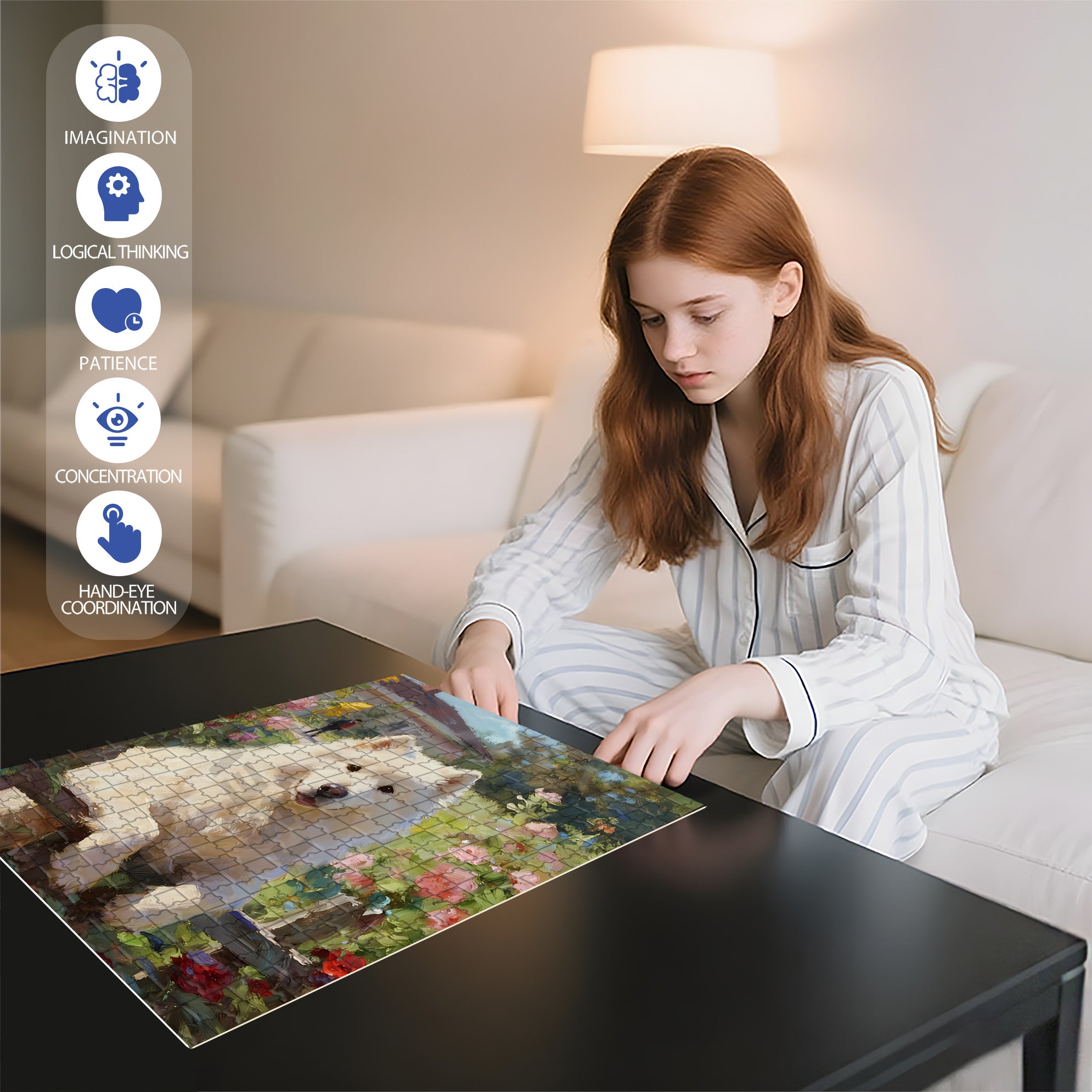 Samoyed 500pcs/1000pcs Jigsaw Puzzle, Scratch-Resistant, Interactive Family Game & Brain-Boosting DIY Decor, Perfect for Halloween, Christmas & New Year Gifts, Family Puzzle Game