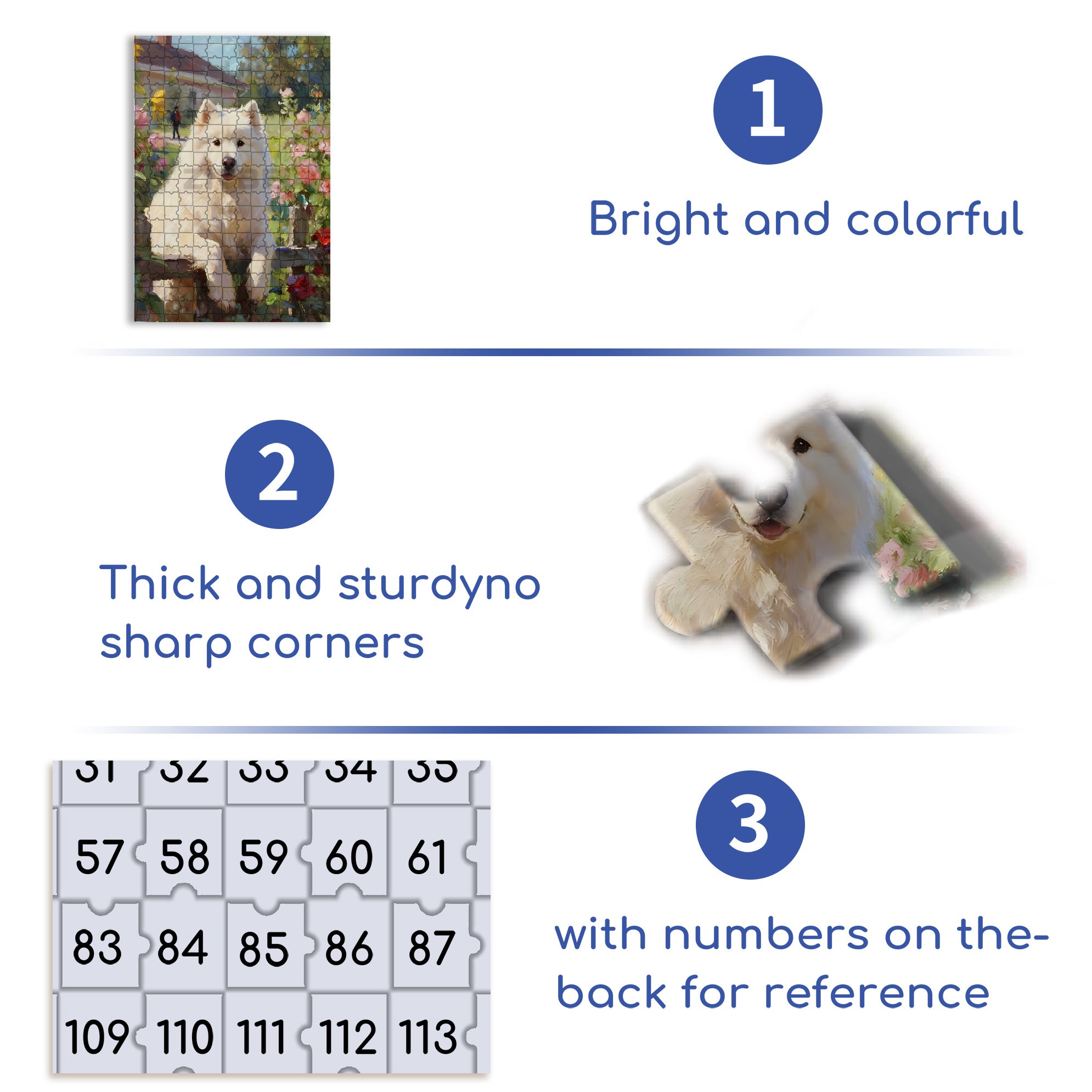 Samoyed 500pcs/1000pcs Jigsaw Puzzle, Scratch-Resistant, Interactive Family Game & Brain-Boosting DIY Decor, Perfect for Halloween, Christmas & New Year Gifts, Family Puzzle Game