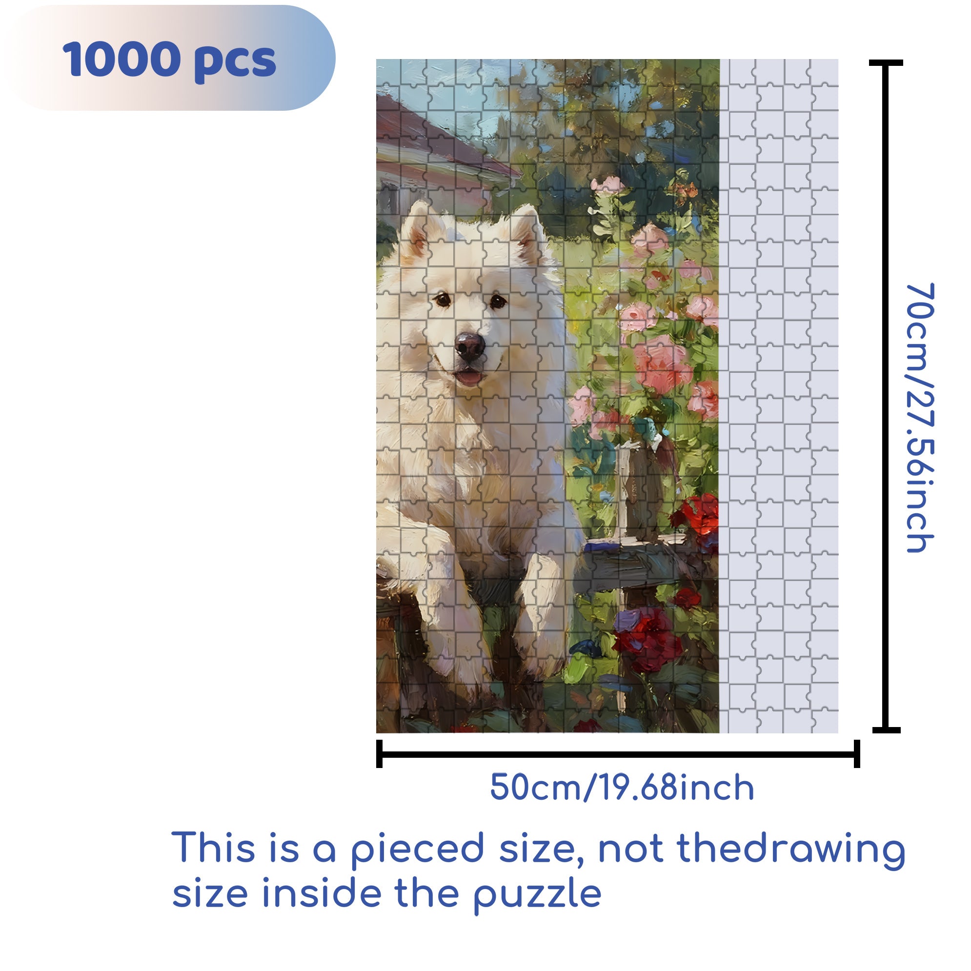 Samoyed 500pcs/1000pcs Jigsaw Puzzle, Scratch-Resistant, Interactive Family Game & Brain-Boosting DIY Decor, Perfect for Halloween, Christmas & New Year Gifts, Family Puzzle Game