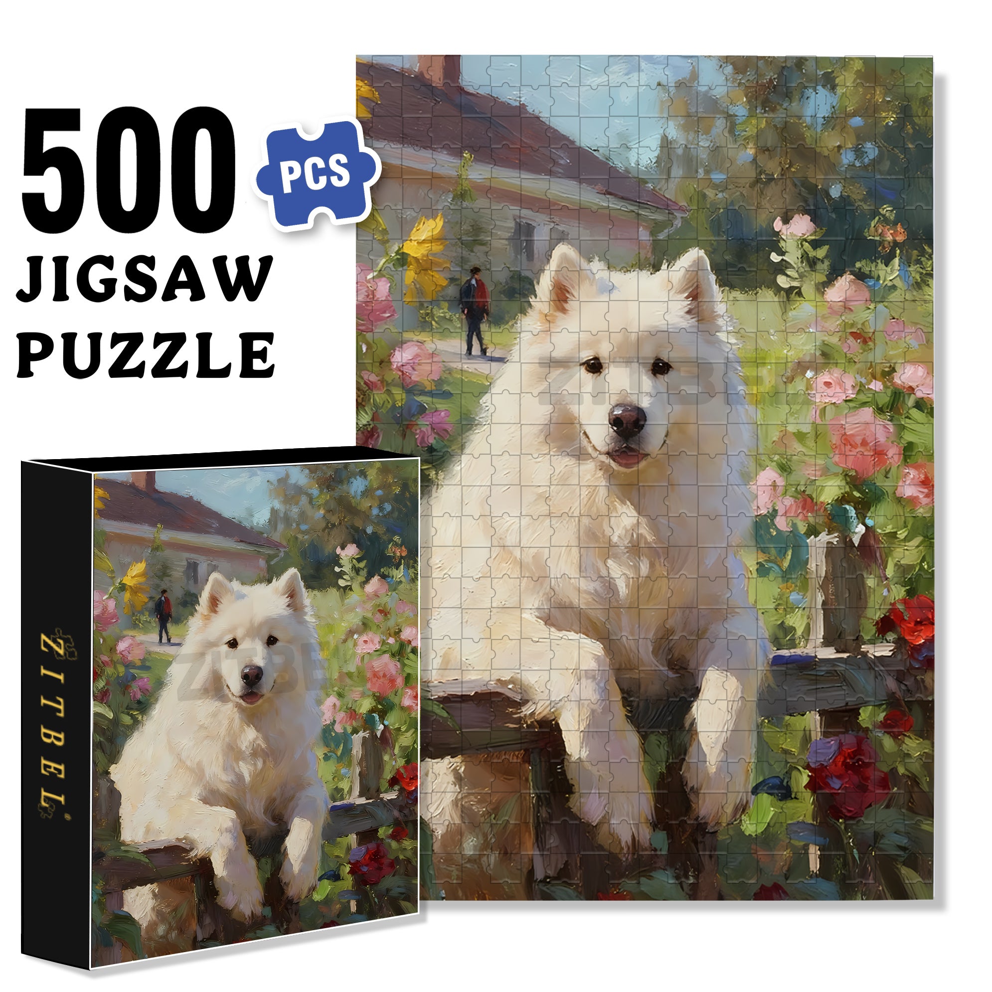 Samoyed 500pcs/1000pcs Jigsaw Puzzle, Scratch-Resistant, Interactive Family Game & Brain-Boosting DIY Decor, Perfect for Halloween, Christmas & New Year Gifts, Family Puzzle Game