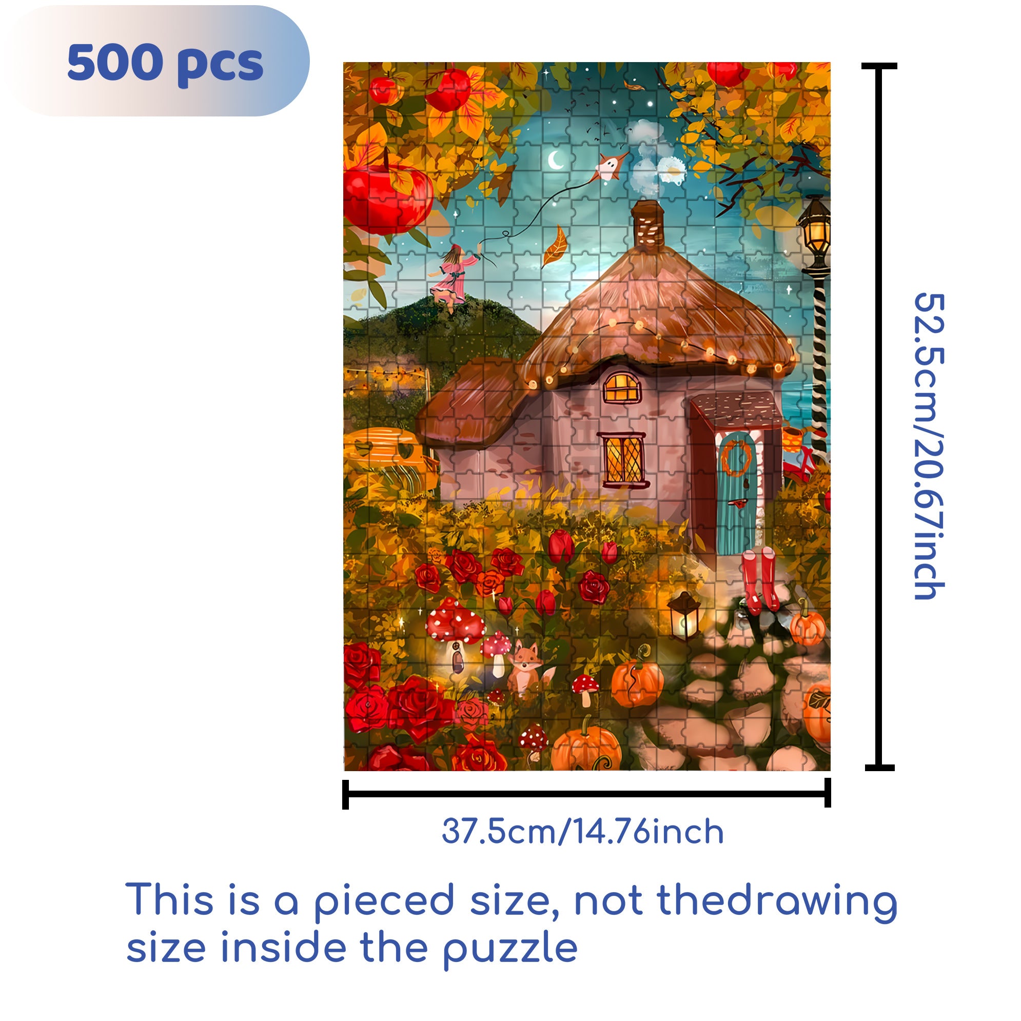 Thatched Cottage 500pcs/1000pcs Jigsaw Puzzle, Scratch-Resistant, Interactive Family Game & Brain-Boosting DIY Decor, Perfect for Halloween, Christmas & New Year Gifts, Family Puzzle Game
