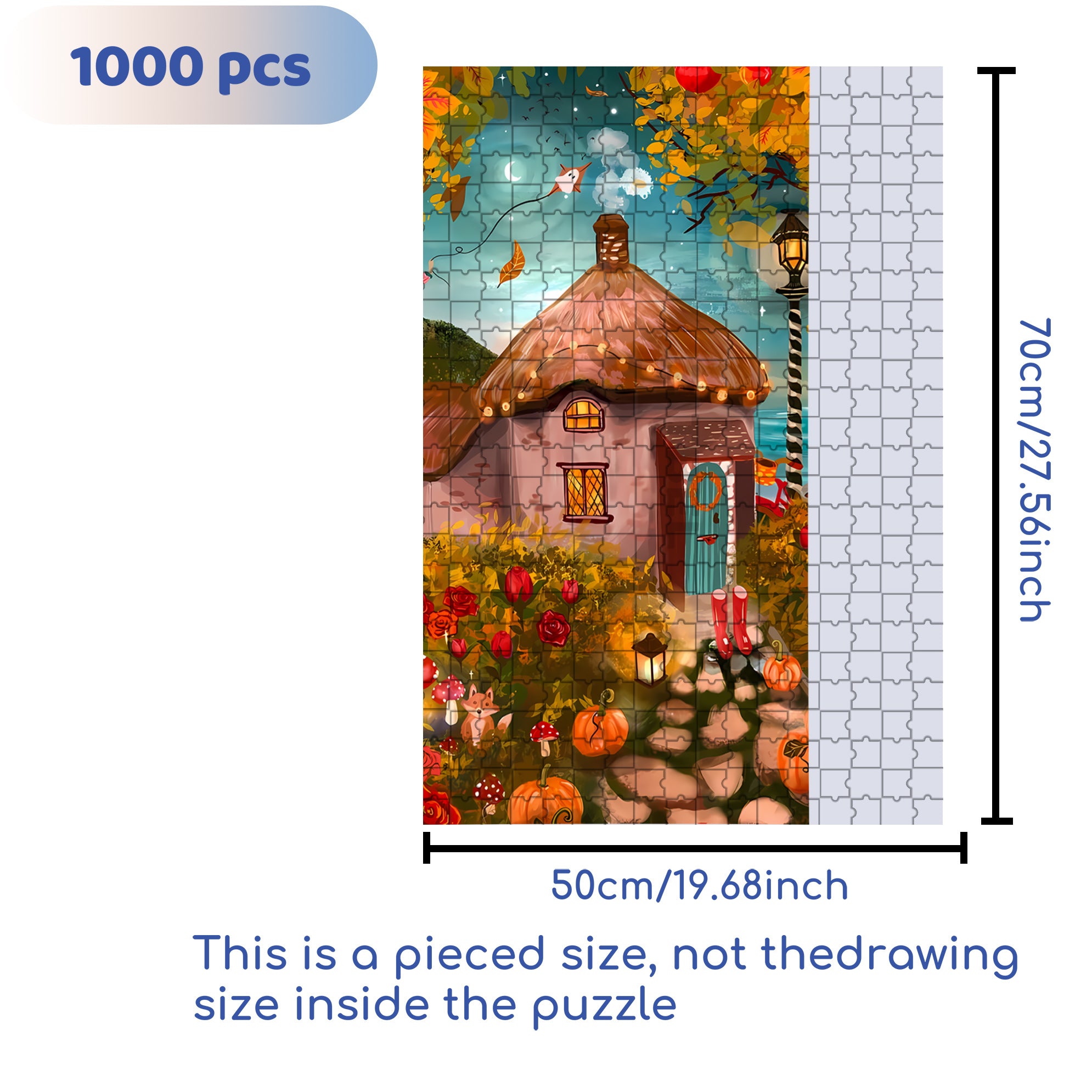 Thatched Cottage 500pcs/1000pcs Jigsaw Puzzle, Scratch-Resistant, Interactive Family Game & Brain-Boosting DIY Decor, Perfect for Halloween, Christmas & New Year Gifts, Family Puzzle Game