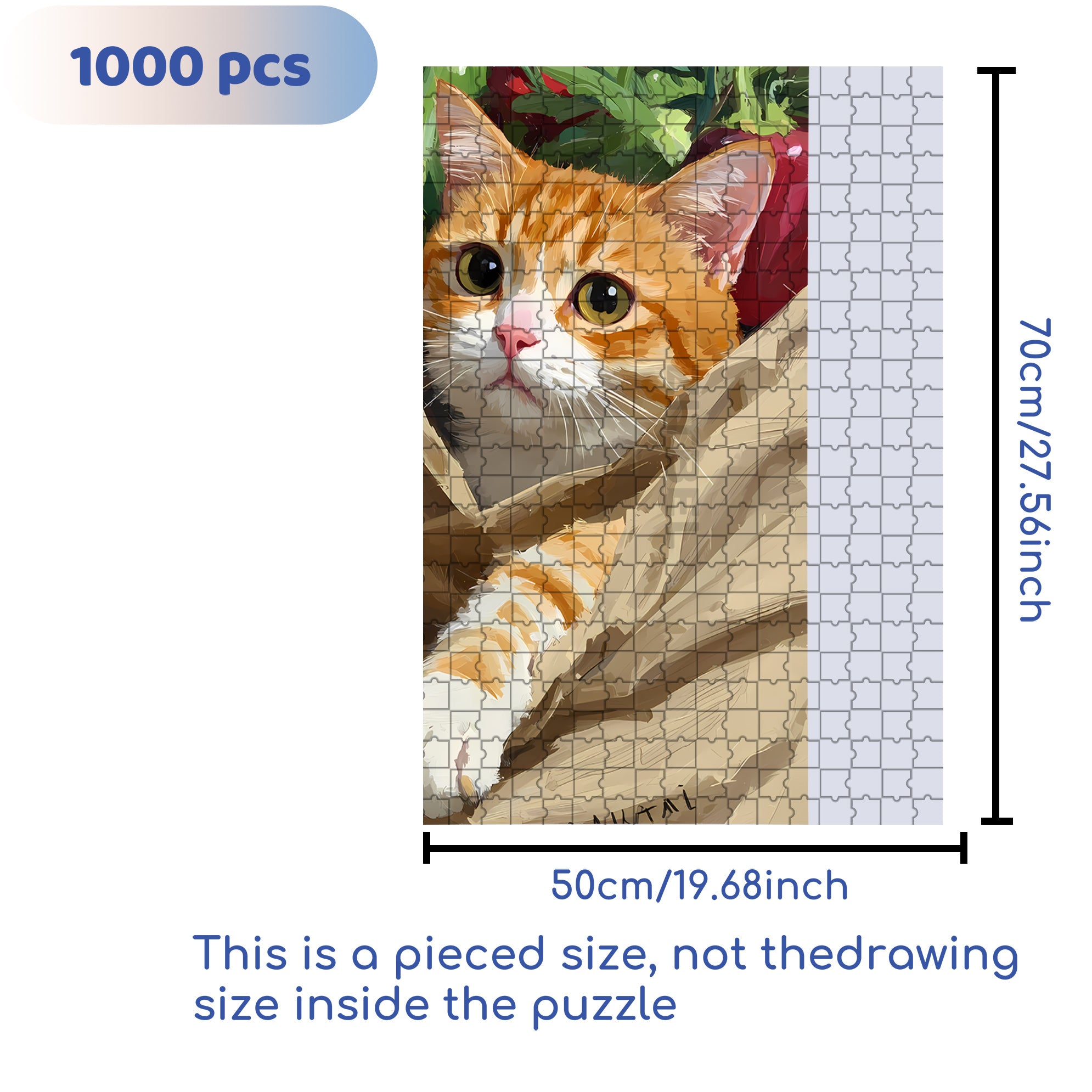 The Cat In The Paper Bag 500pcs/1000pcs Jigsaw Puzzle, Scratch-Resistant, Interactive Family Game & Brain-Boosting DIY Decor, Perfect for Halloween, Christmas & New Year Gifts, Family Puzzle Game