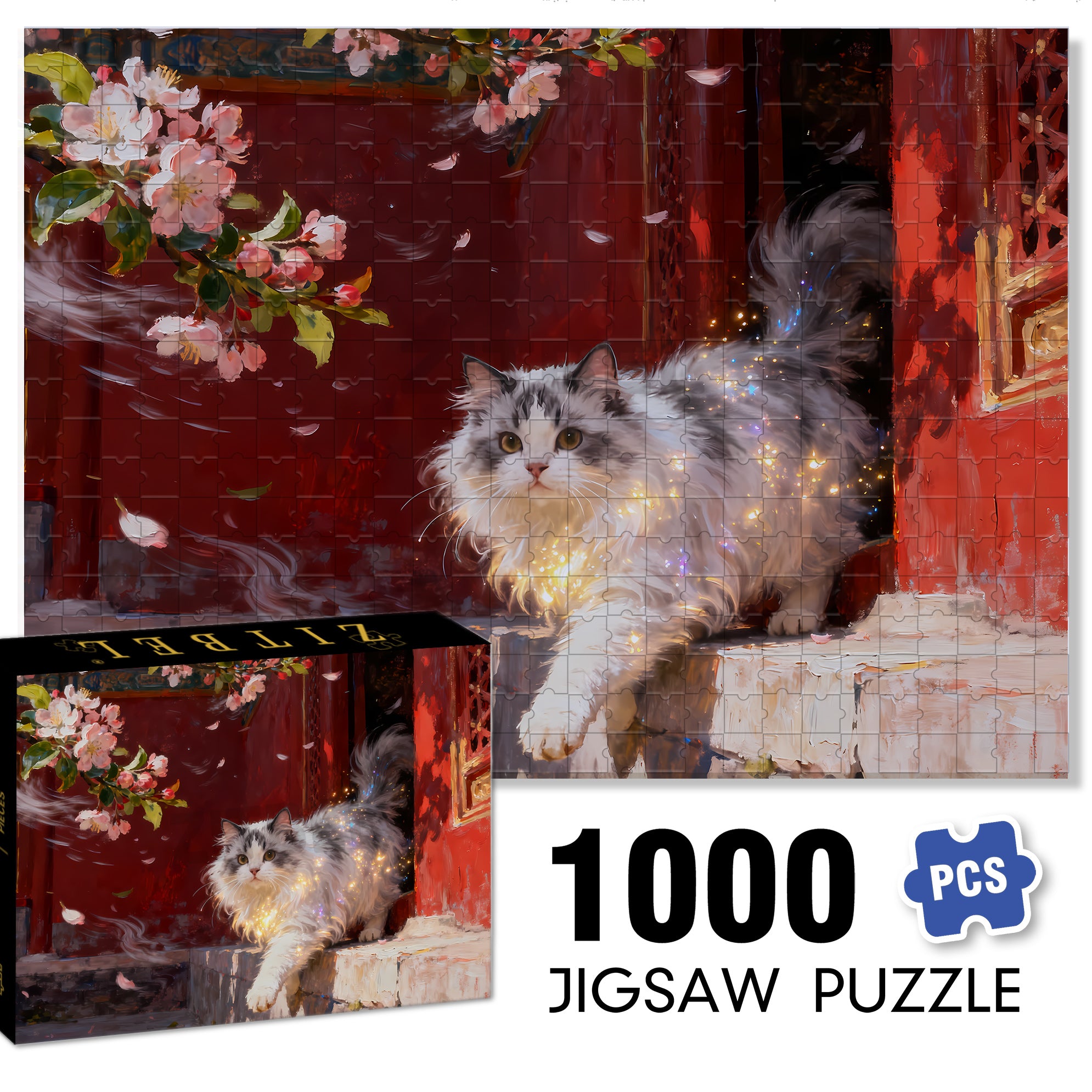The Cats In The Forbidden City 500pcs/1000pcs Jigsaw Puzzle, Scratch-Resistant, Interactive Family Game & Brain-Boosting DIY Decor, Perfect for Halloween, Christmas & New Year Gifts, Family Puzzle Game
