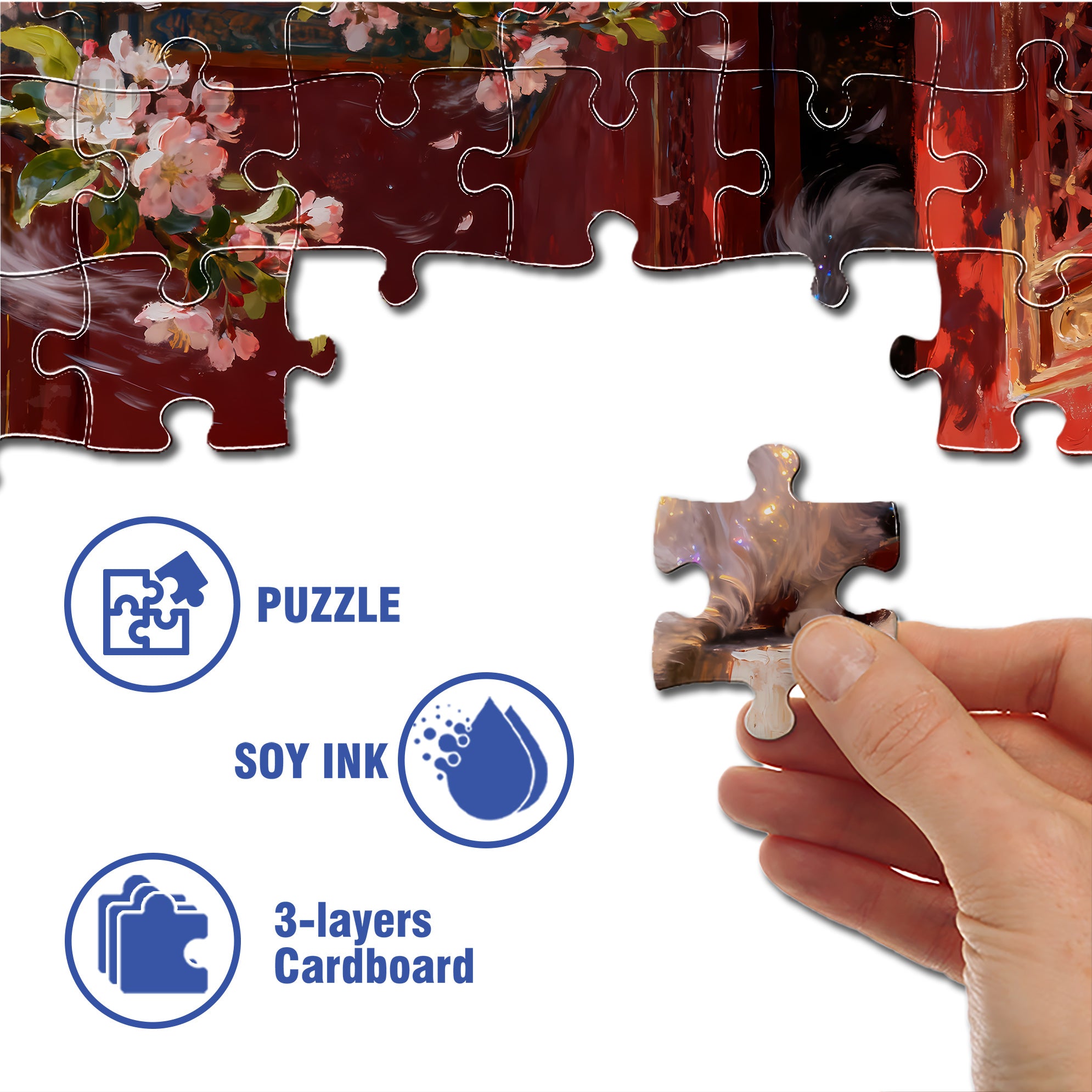 The Cats In The Forbidden City 500pcs/1000pcs Jigsaw Puzzle, Scratch-Resistant, Interactive Family Game & Brain-Boosting DIY Decor, Perfect for Halloween, Christmas & New Year Gifts, Family Puzzle Game