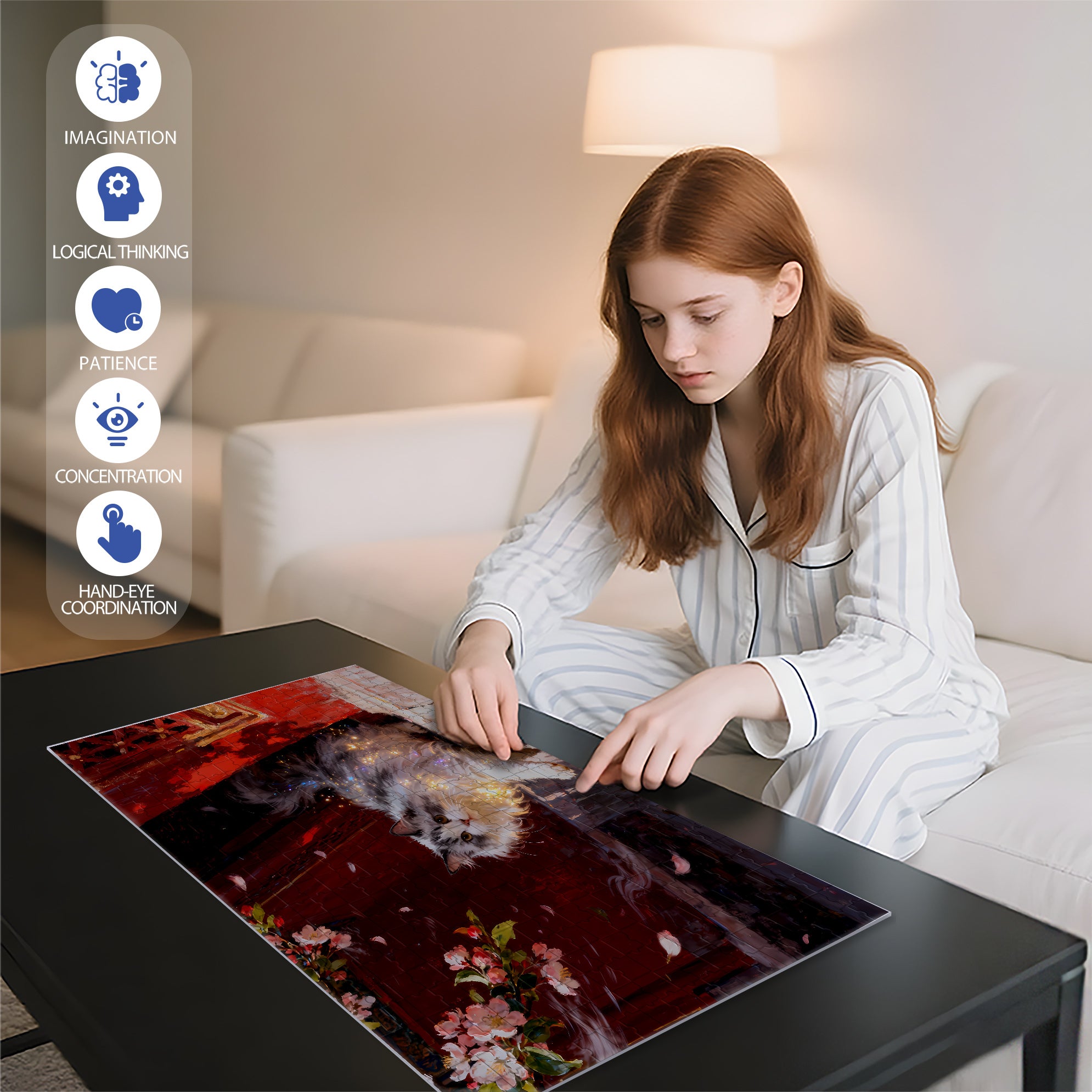 The Cats In The Forbidden City 500pcs/1000pcs Jigsaw Puzzle, Scratch-Resistant, Interactive Family Game & Brain-Boosting DIY Decor, Perfect for Halloween, Christmas & New Year Gifts, Family Puzzle Game