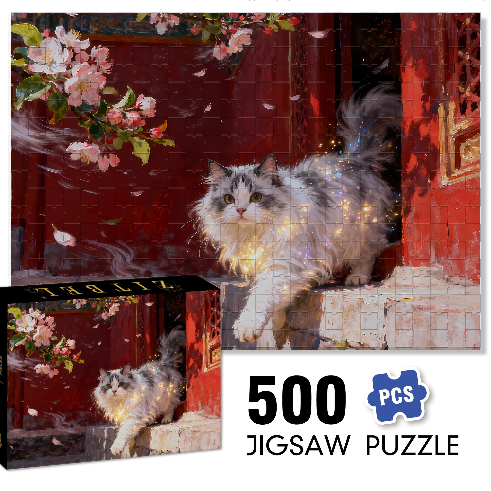 The Cats In The Forbidden City 500pcs/1000pcs Jigsaw Puzzle, Scratch-Resistant, Interactive Family Game & Brain-Boosting DIY Decor, Perfect for Halloween, Christmas & New Year Gifts, Family Puzzle Game